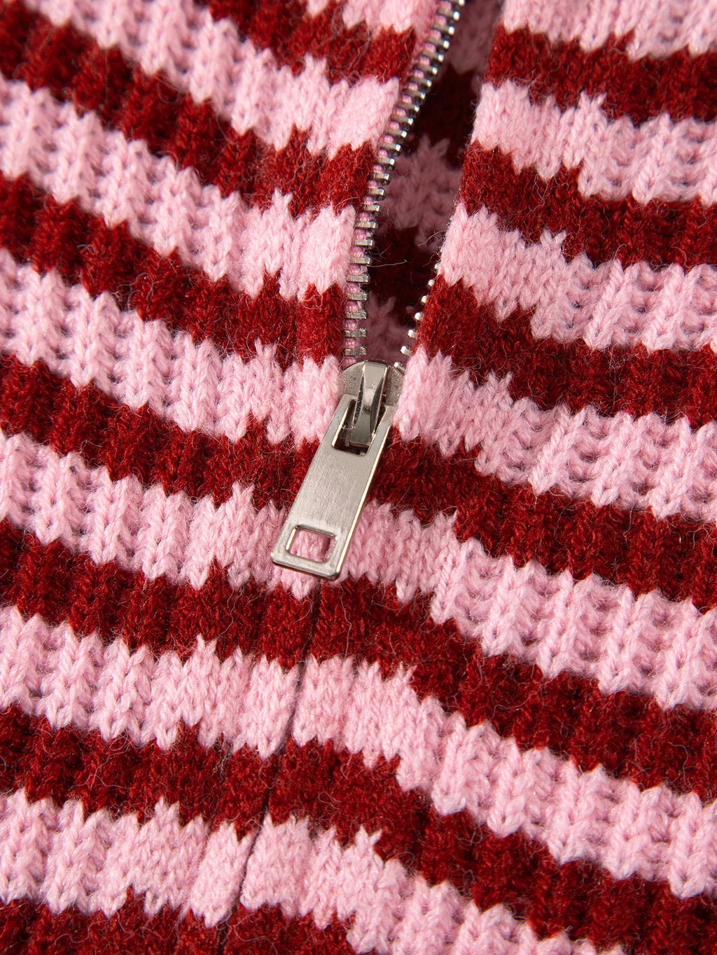 Striped High Neck Zip-up Sweater Long Sleeve Casual Fit Drop Shoulder Open Front Cardigan