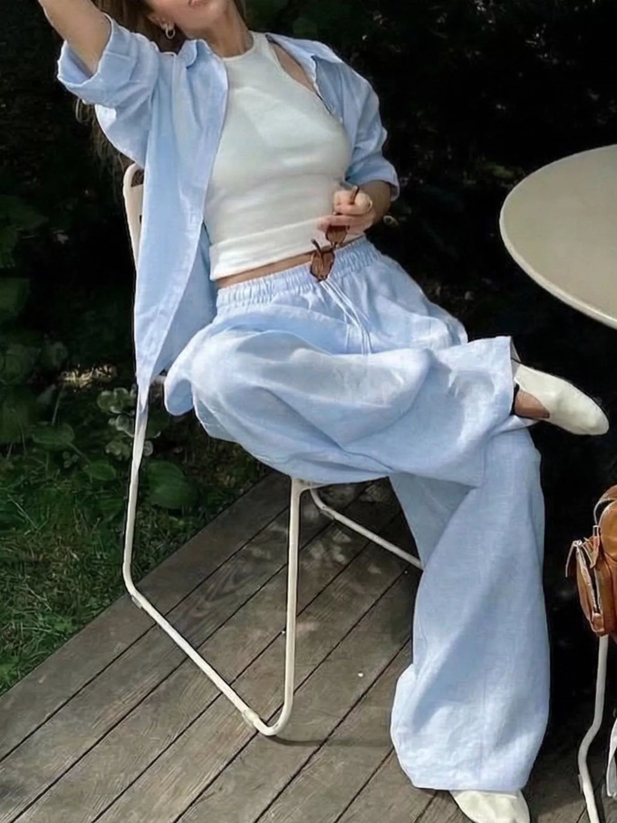 Button Up Long Sleeve Shirt and Pants Set