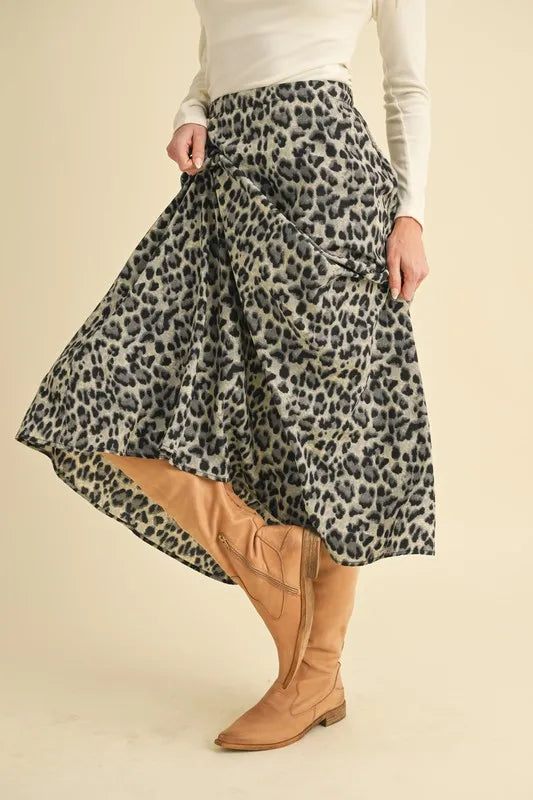 Aemi+Co Leopard Midi Skirt
