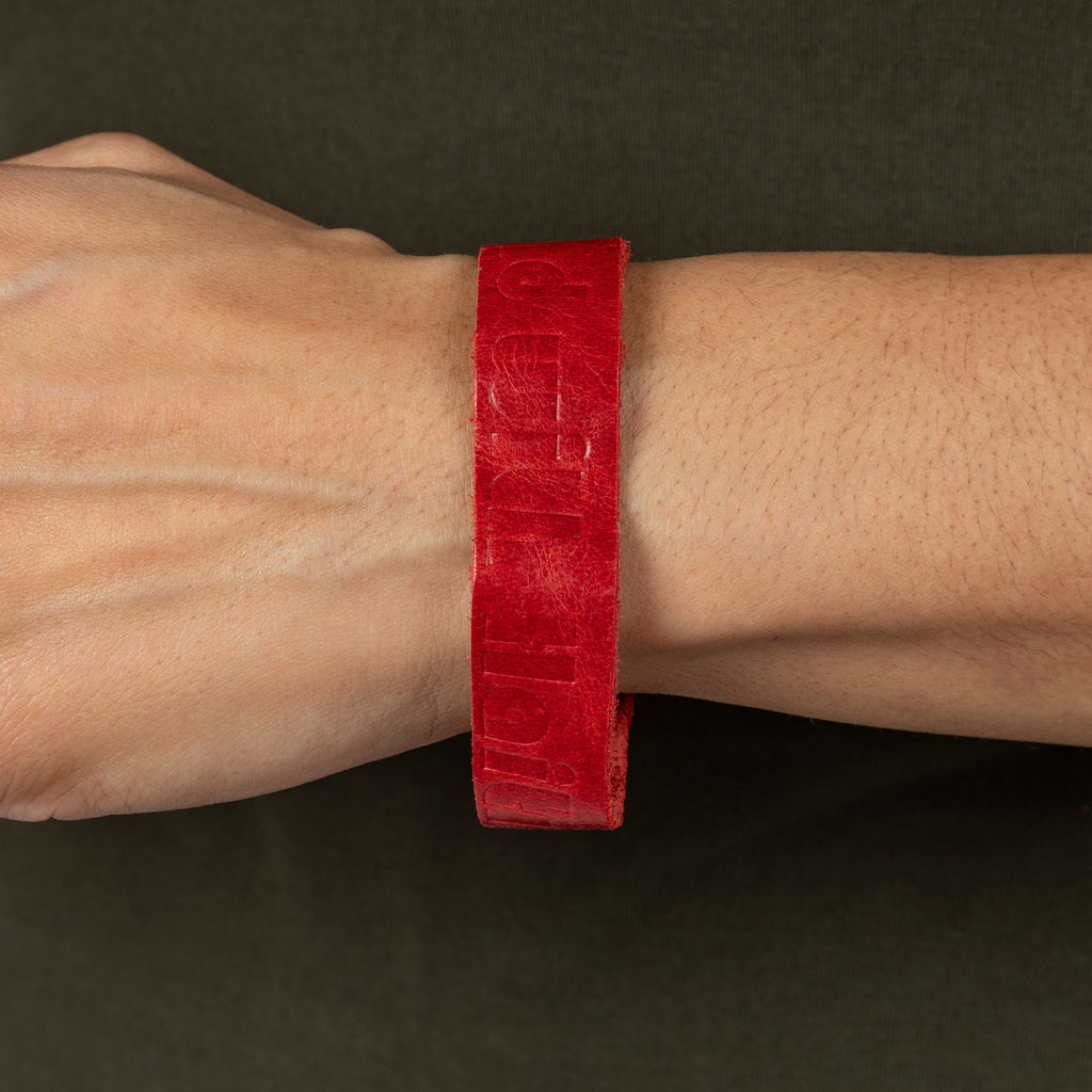 Recycled Leather Stand With Haiti Bracelet