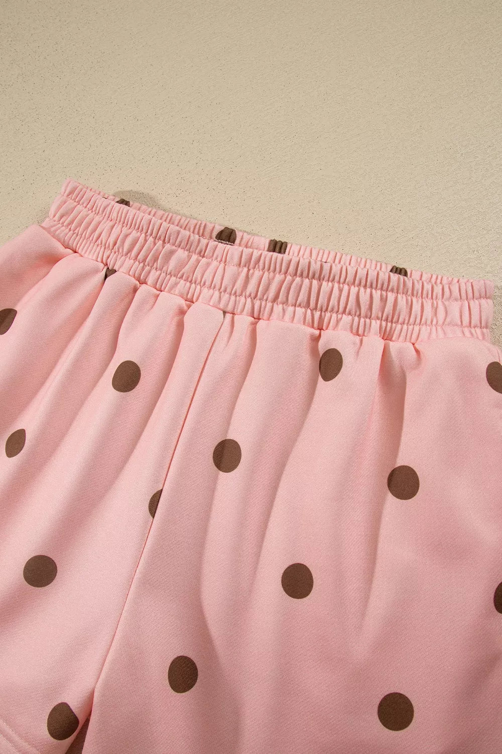 Polka Dot Long Sleeve Sweatshirt and Shorts Lounge Set