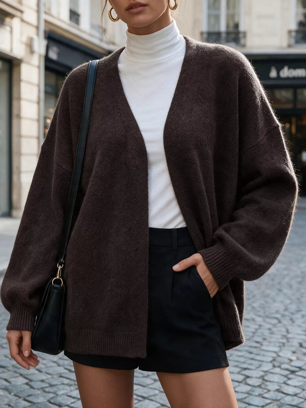 Tie Waist Dropped Shoulder Wrap Cardigan