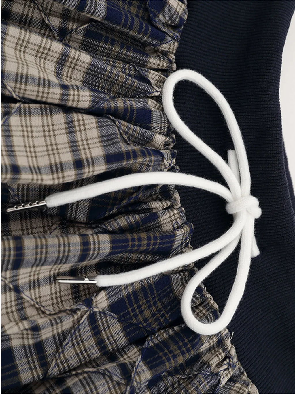 Drawstring Plaid Skort