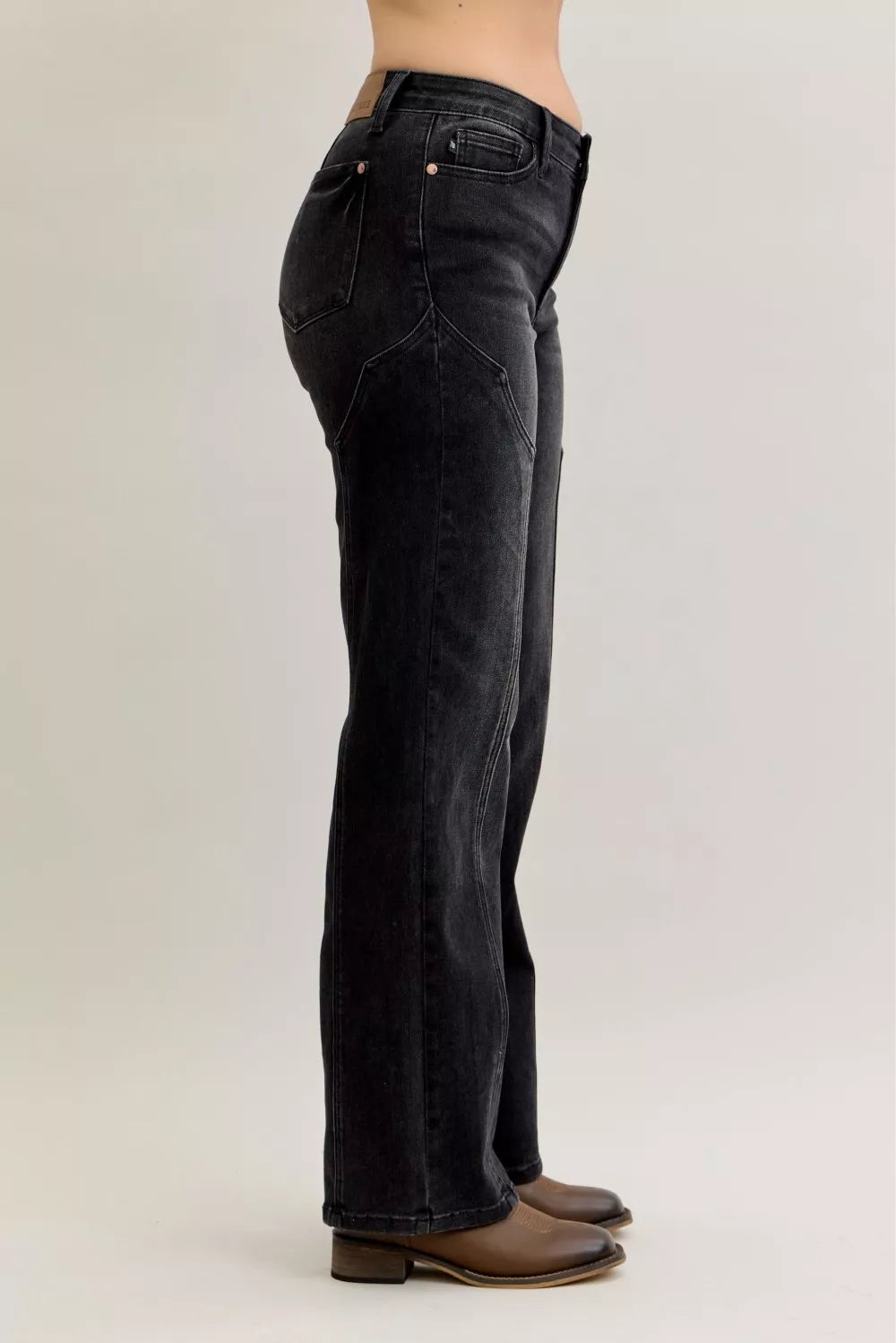 Judy Blue Mid Rise Straight Western Seam Detail Jeans