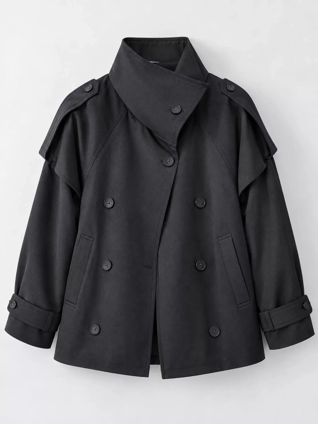 Double-Breasted Cropped Trench Jacket