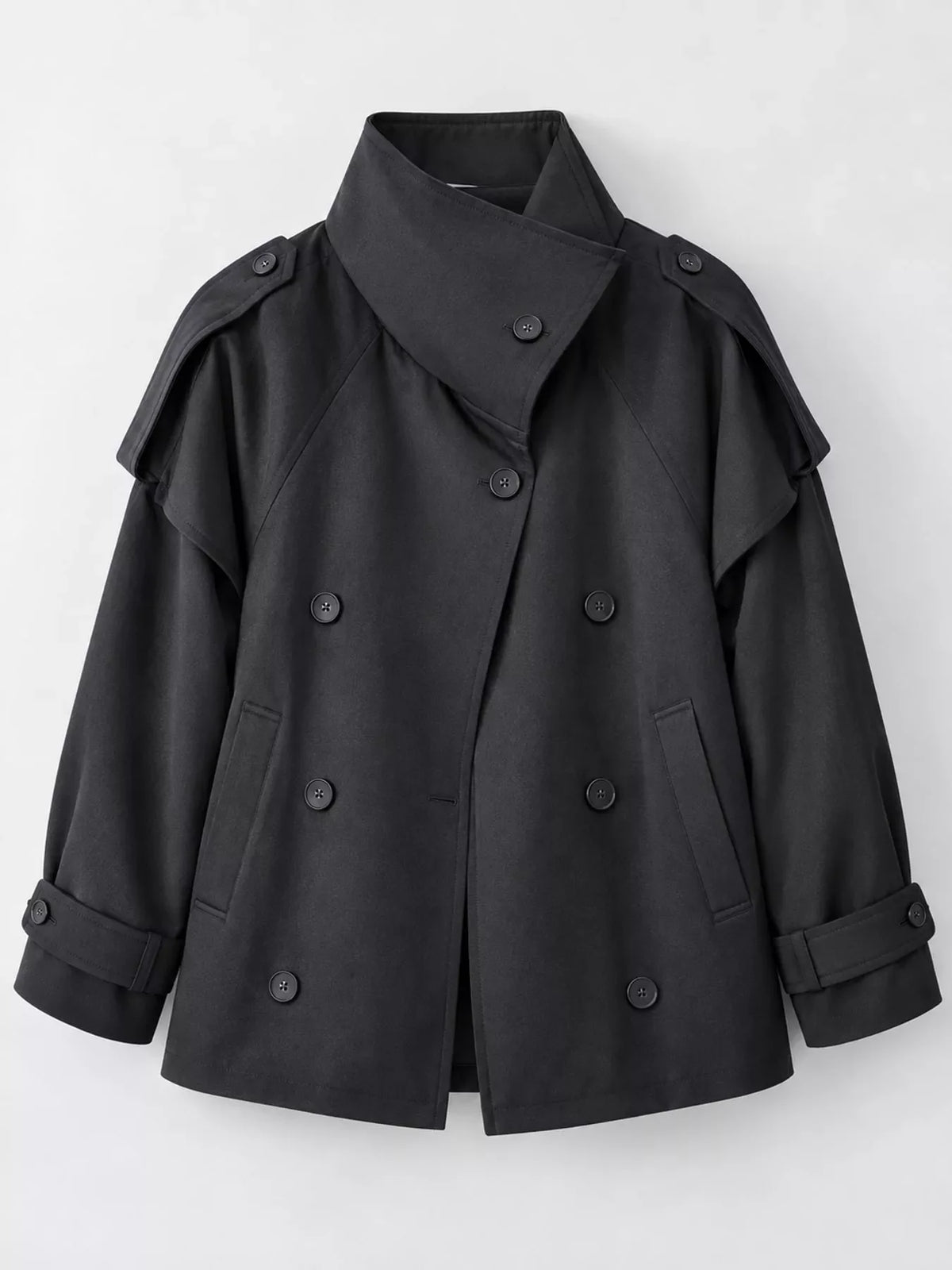 Double-Breasted Cropped Trench Jacket