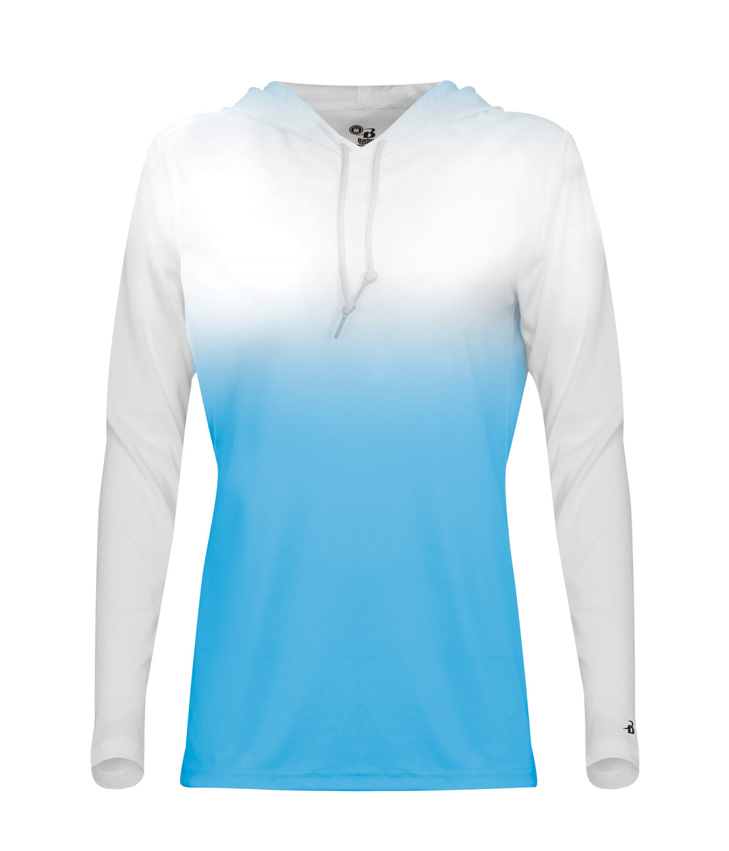 WOMEN'S OMBRE HOODED T-SHIRT - MOISTURE-WICKING PERFORMANCE