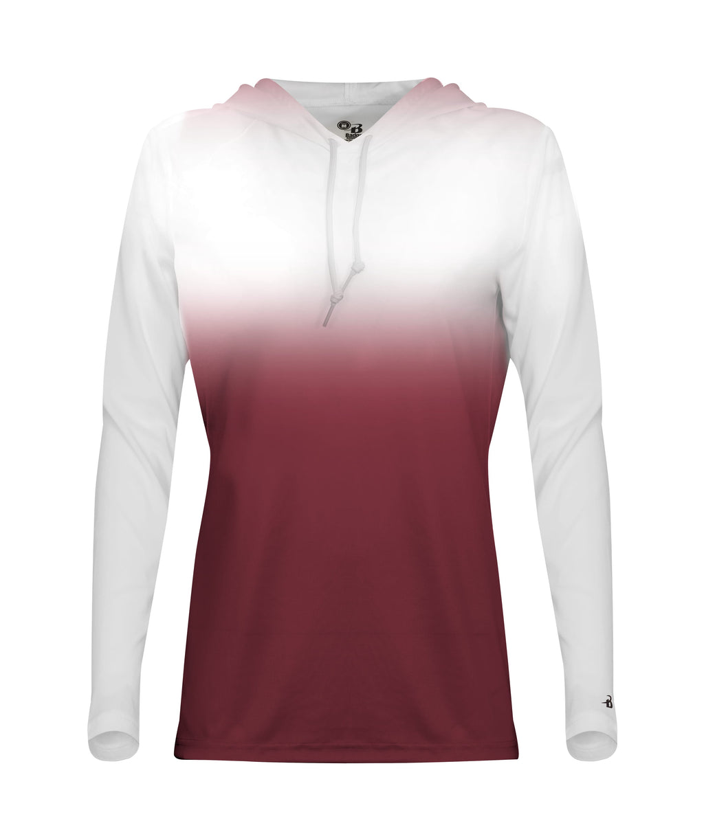 WOMEN'S OMBRE HOODED T-SHIRT - MOISTURE-WICKING PERFORMANCE