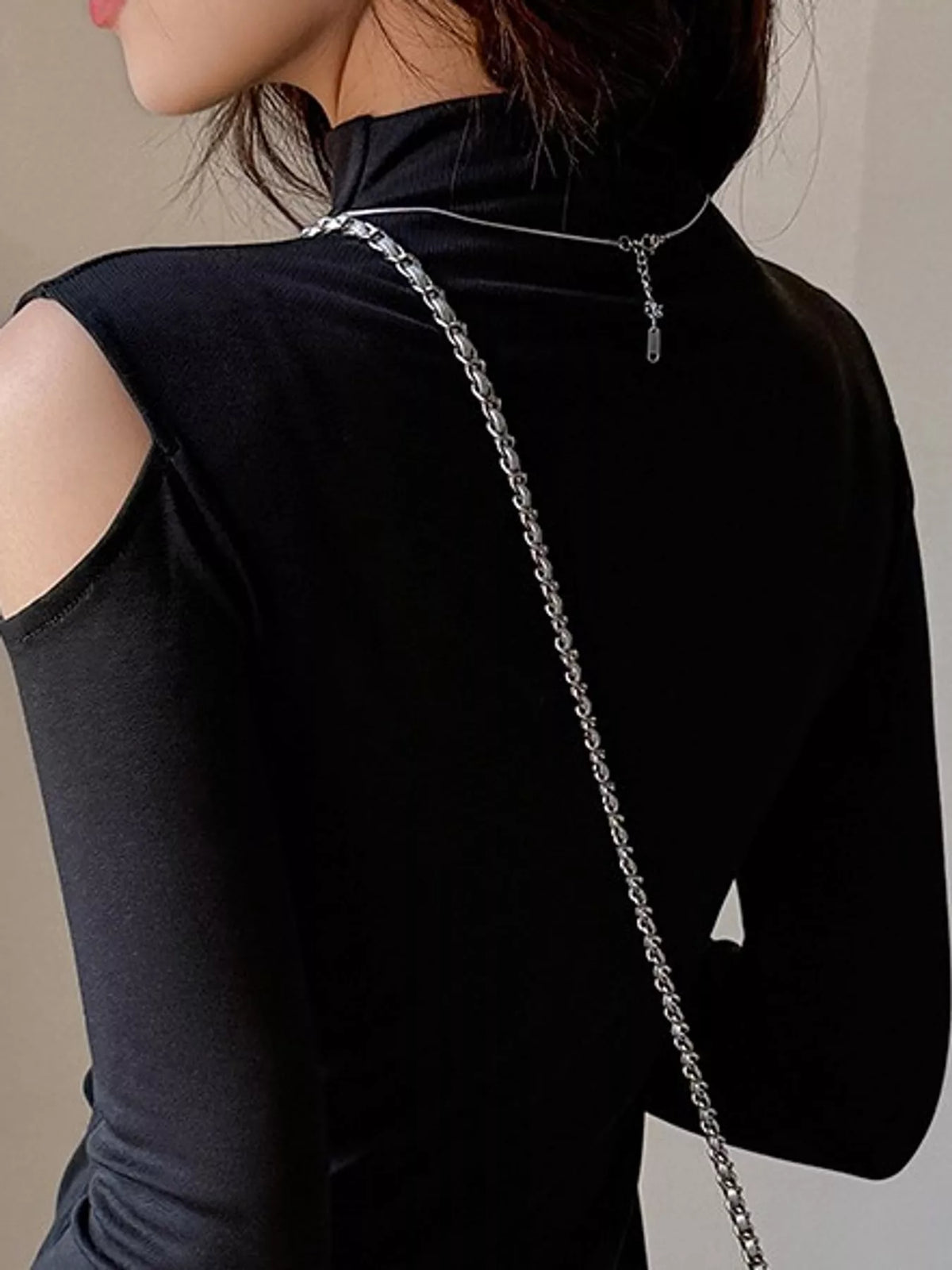 Mock Neck Cold-Shoulder Slim-Fit T-Shirt