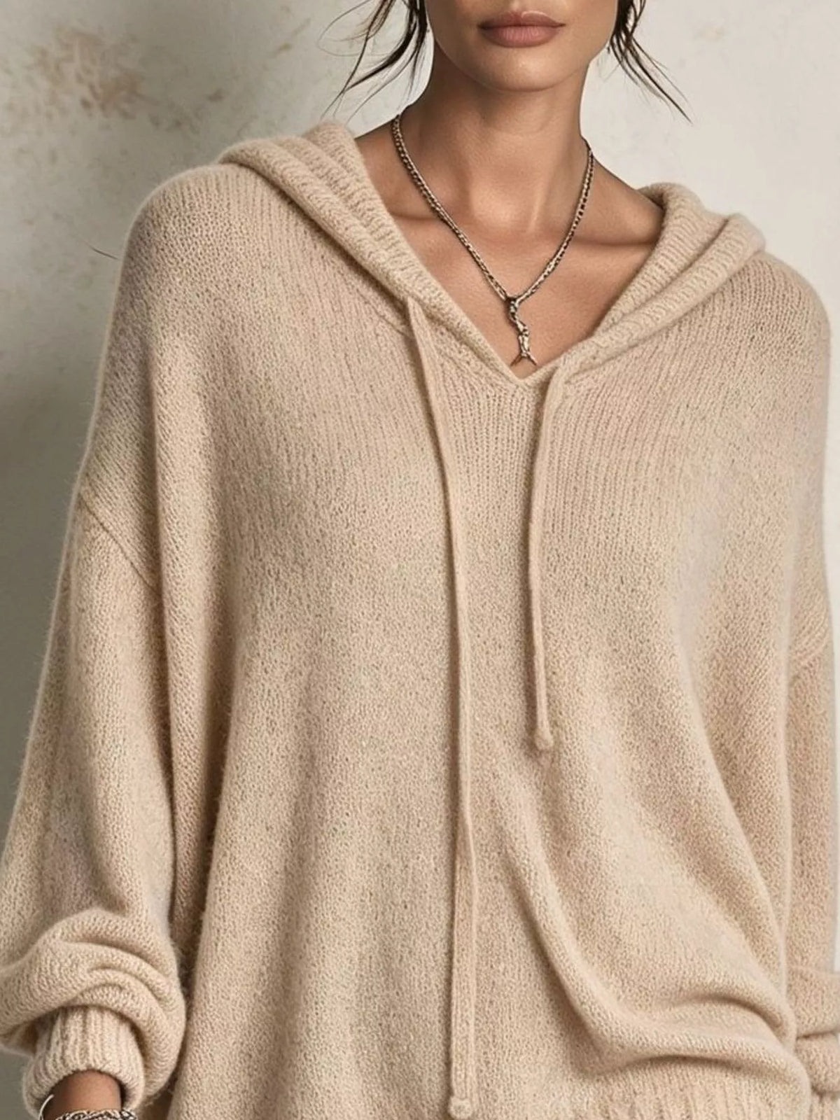 Full Size Drawstring Ribbed Hem Hooded Sweater Plus Size