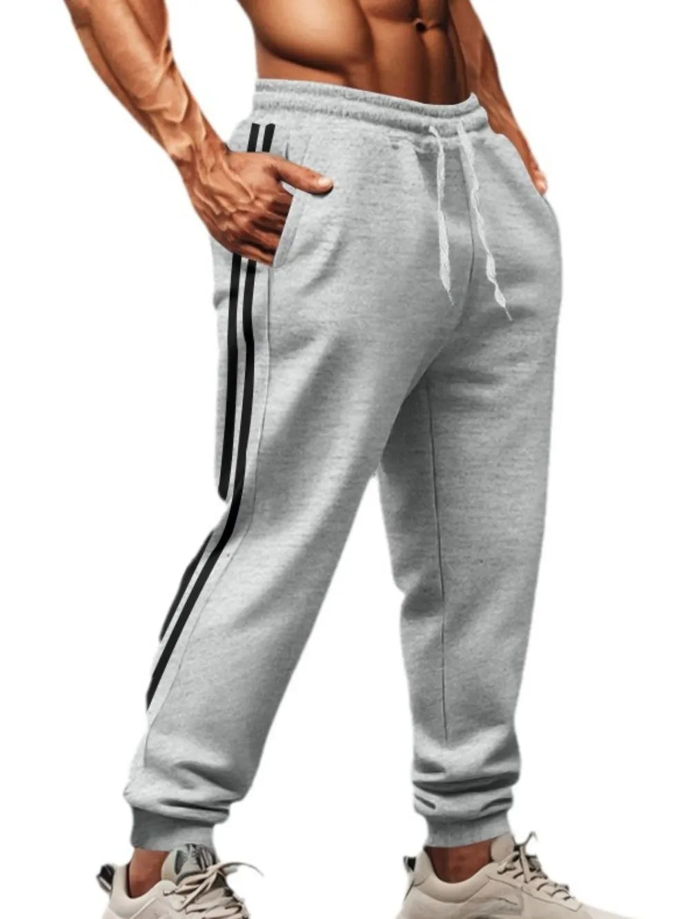 Men's Full Size Drawstring Pants With Pockets Plus Size