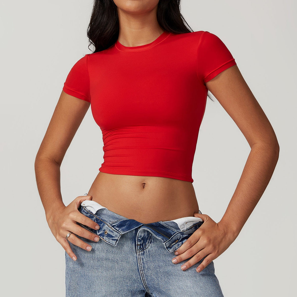 Casual All-match Tight Quick-dry Fitness Top Yoga Clothes Running Pilates Sports T-shirt Short-sleeved 8743