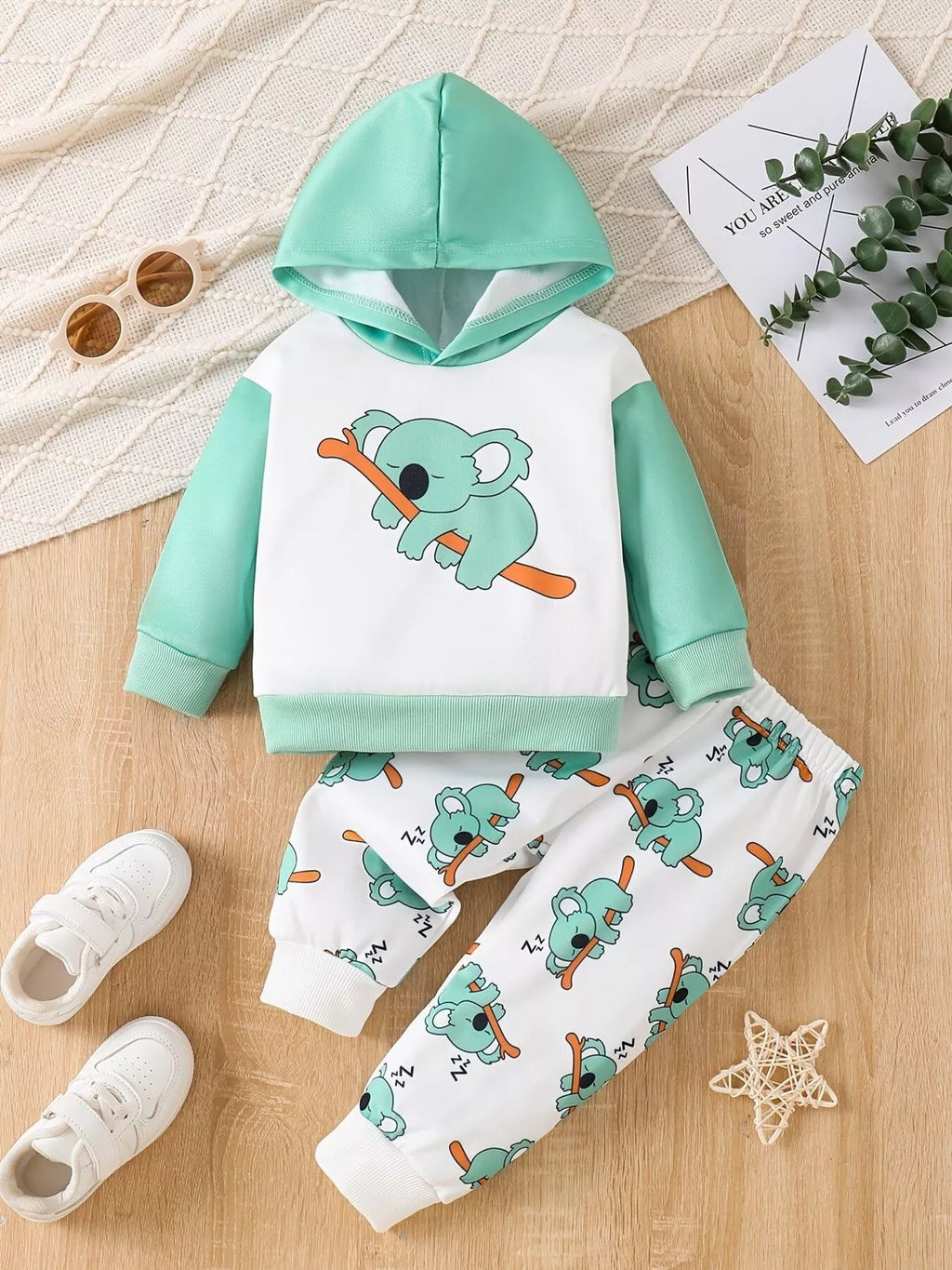 Children's Koala Graphic Hoodie & Pants Set