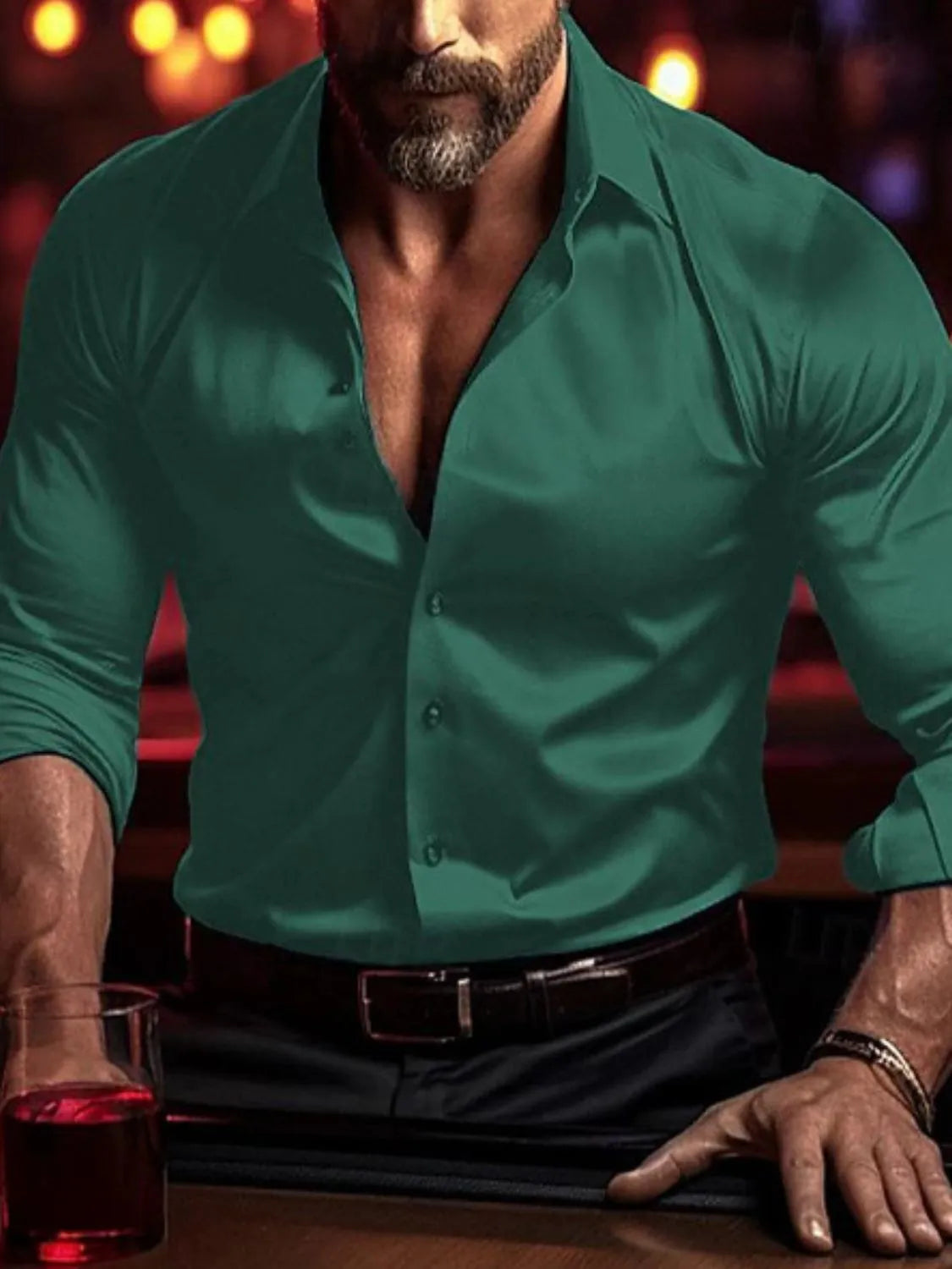 Men's Full Size Collared Neck Long Sleeve Shirt Plus Size