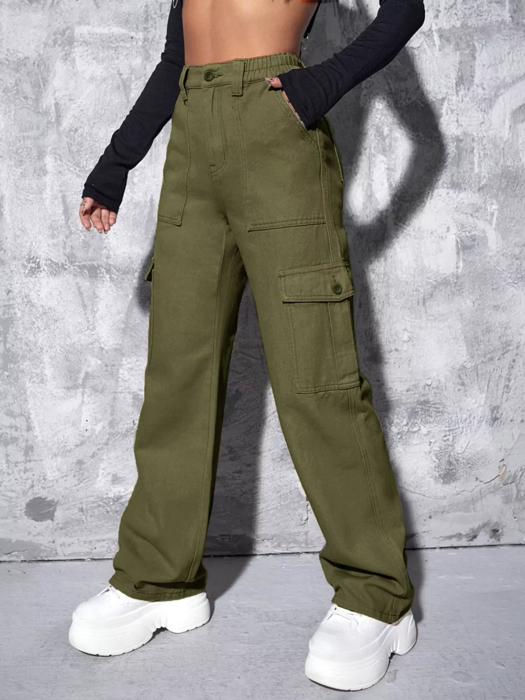 High-Waisted Cargo Jeans