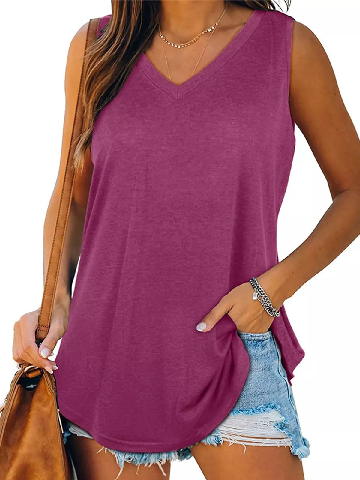 V-Neck Casual Loose Fit Tank Top