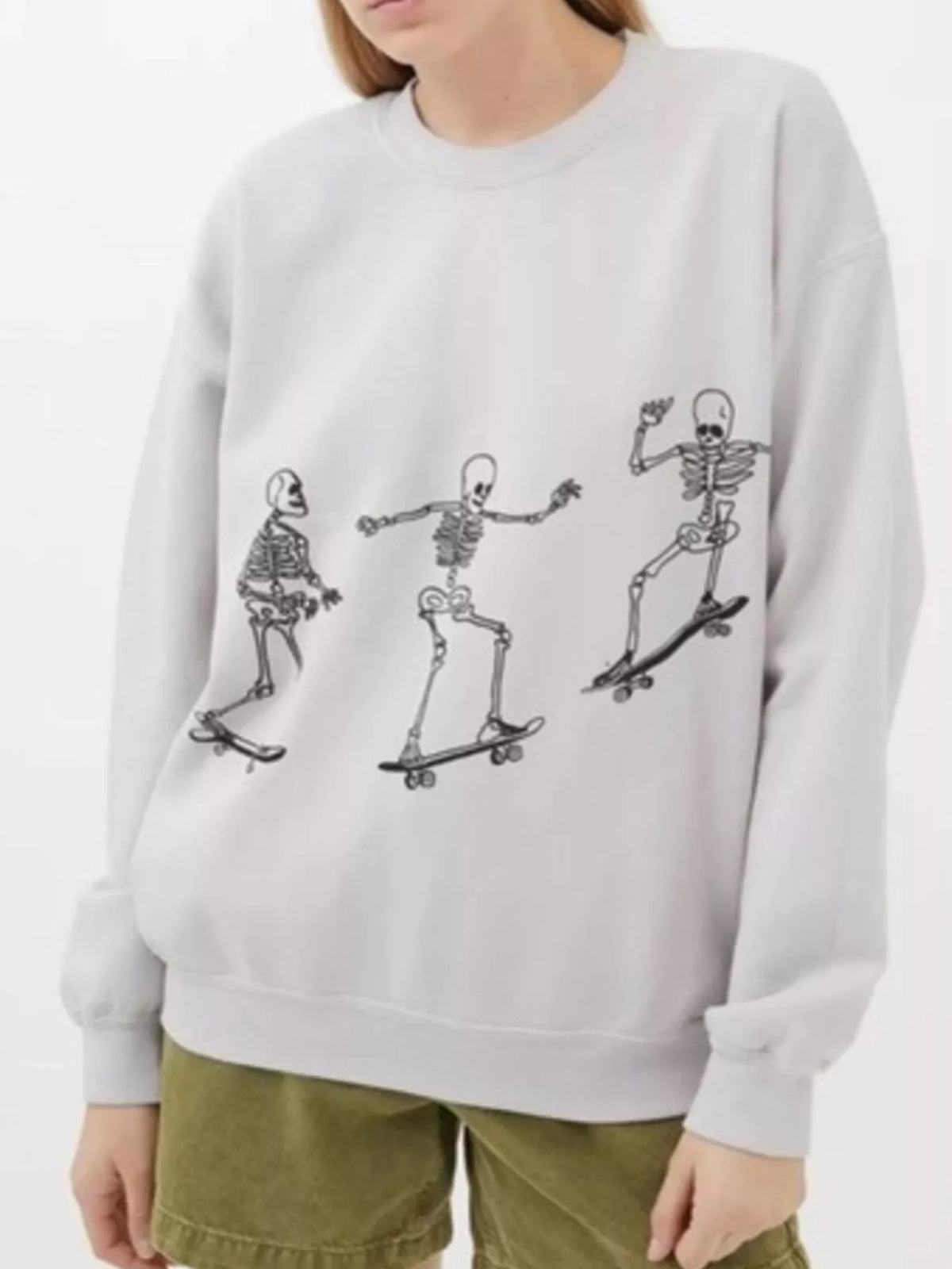 Skeleton Graphic Round Neck Sweatshirt