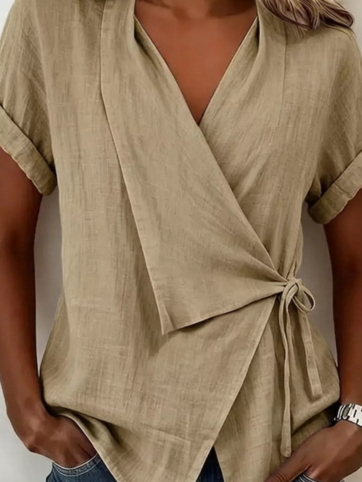 Tie-Side Detail Wrap Top