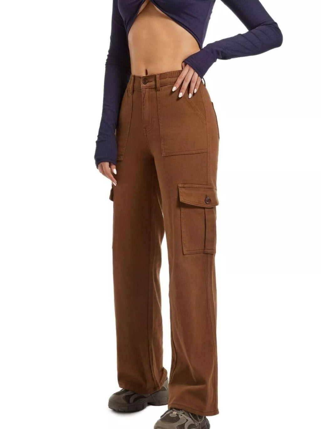 High-Waisted Cargo Jeans