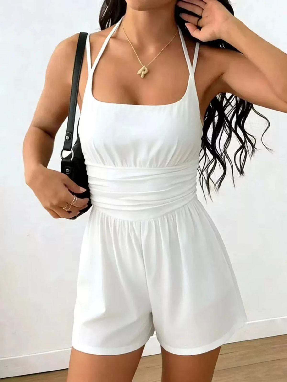 Ruched Spaghetti Strap Romper