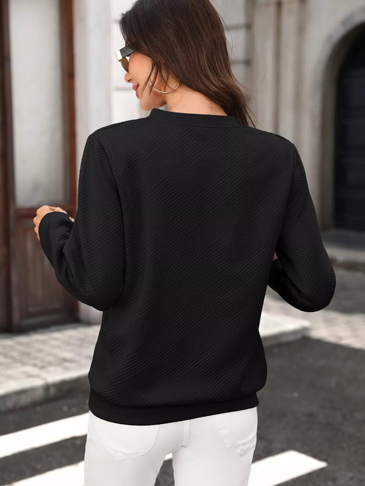 Textured Quarter-Zip Sweatshirt