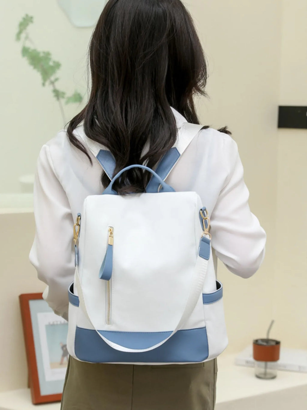 Color Block Convertible Backpack Bag