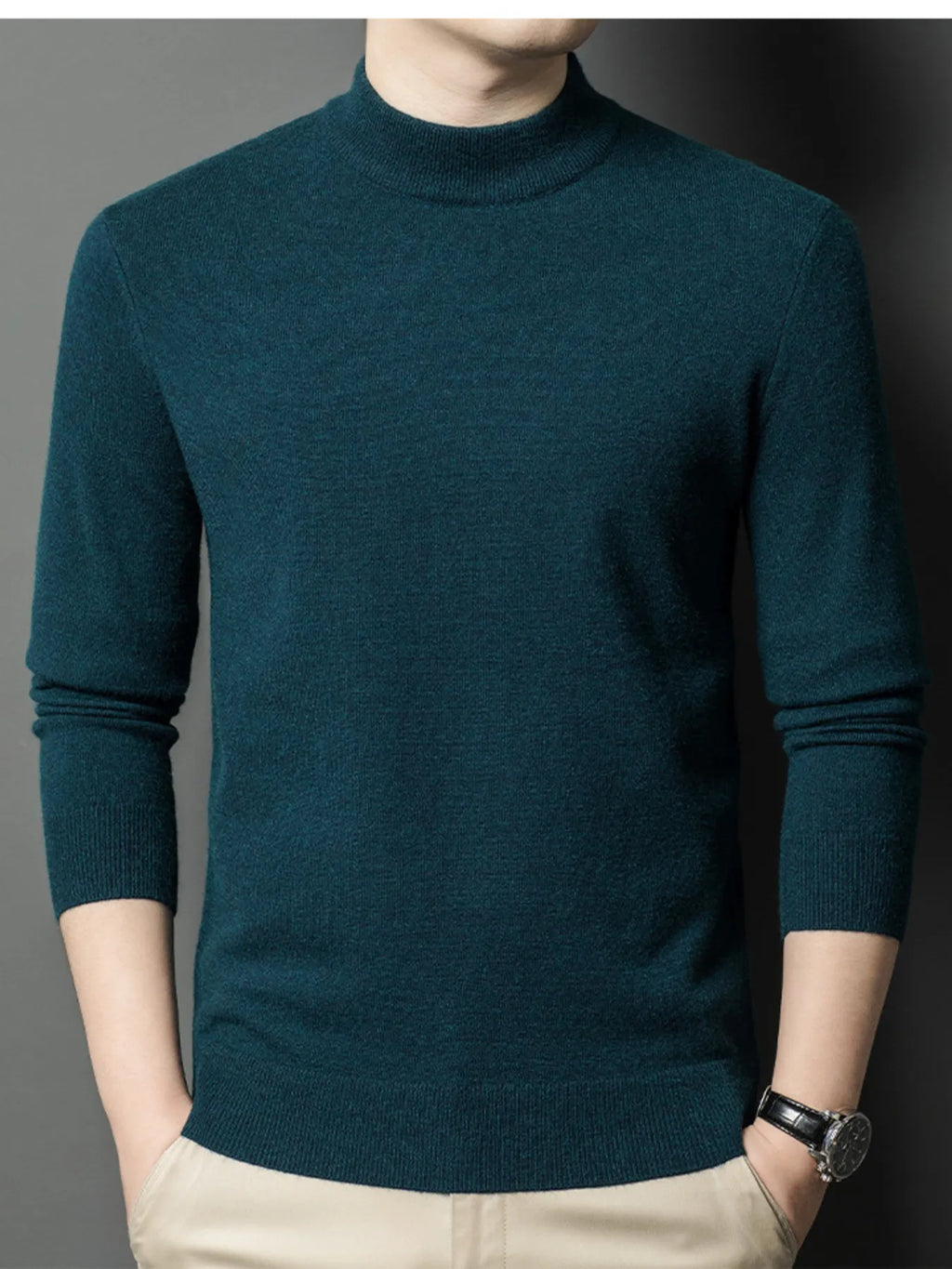 Men's Plus Size Mock Neck Long Sleeve Knit Top