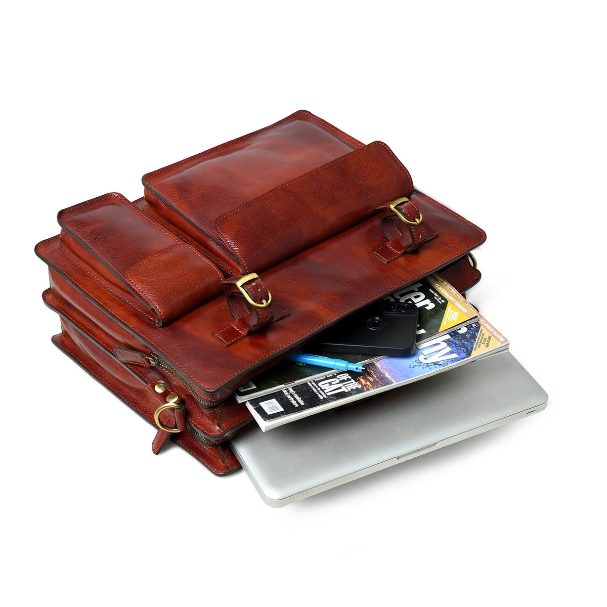 Tuscany Italian Leather Briefcase, Tan