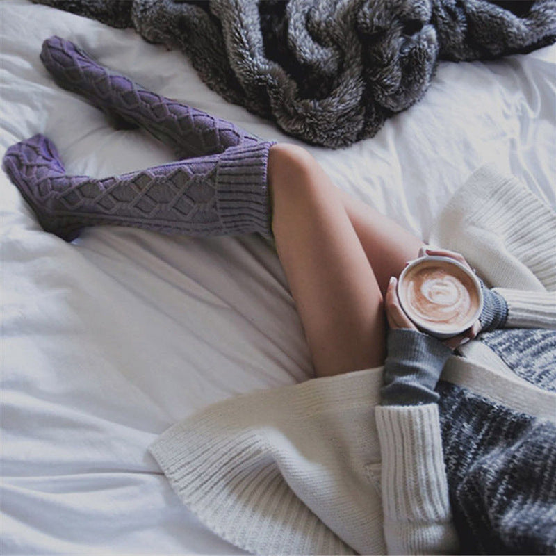 Twist Over The Knee Stockings Bunching Socks Women