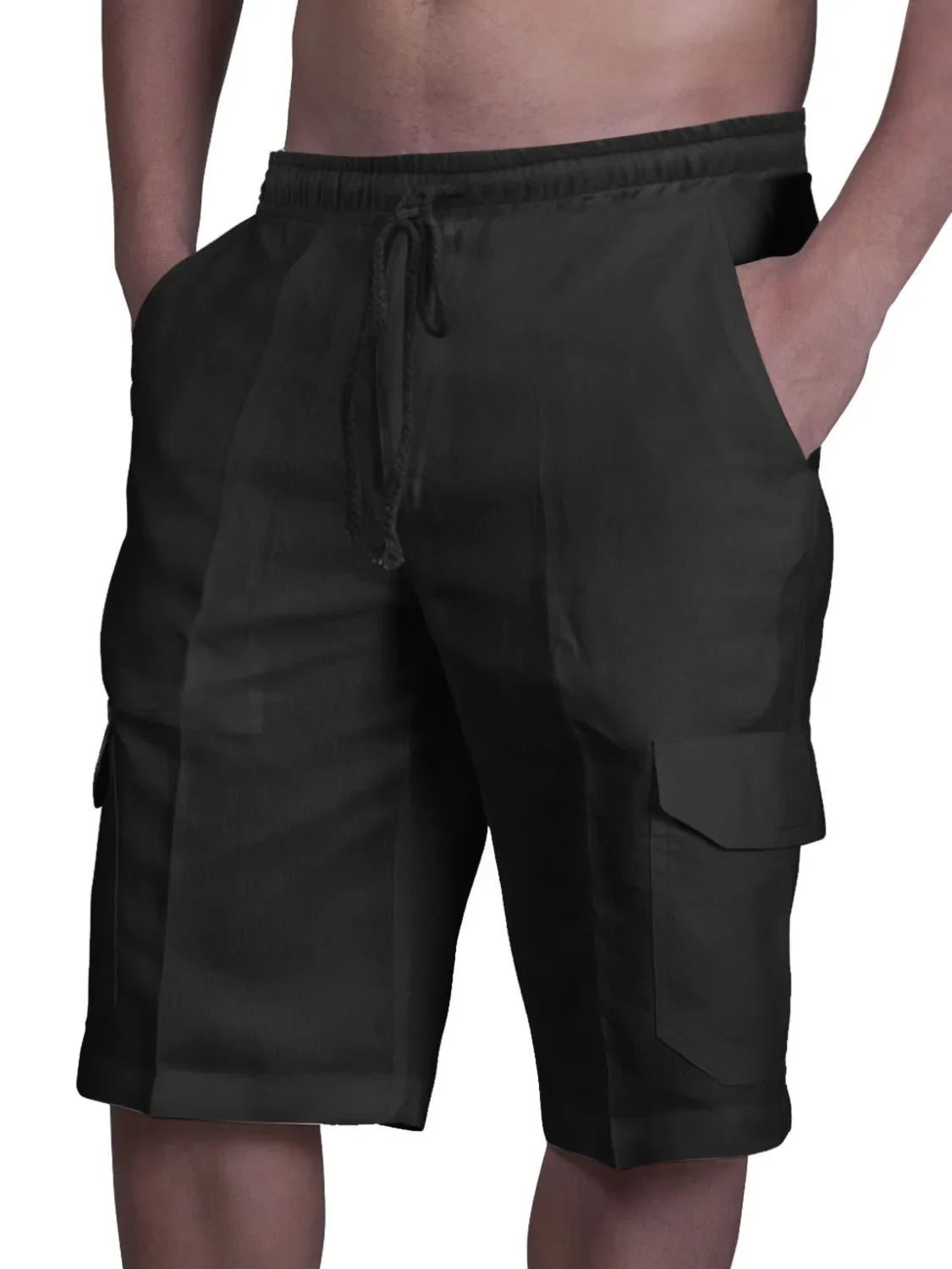 Men's Plus Size Drawstring Pocketed Shorts