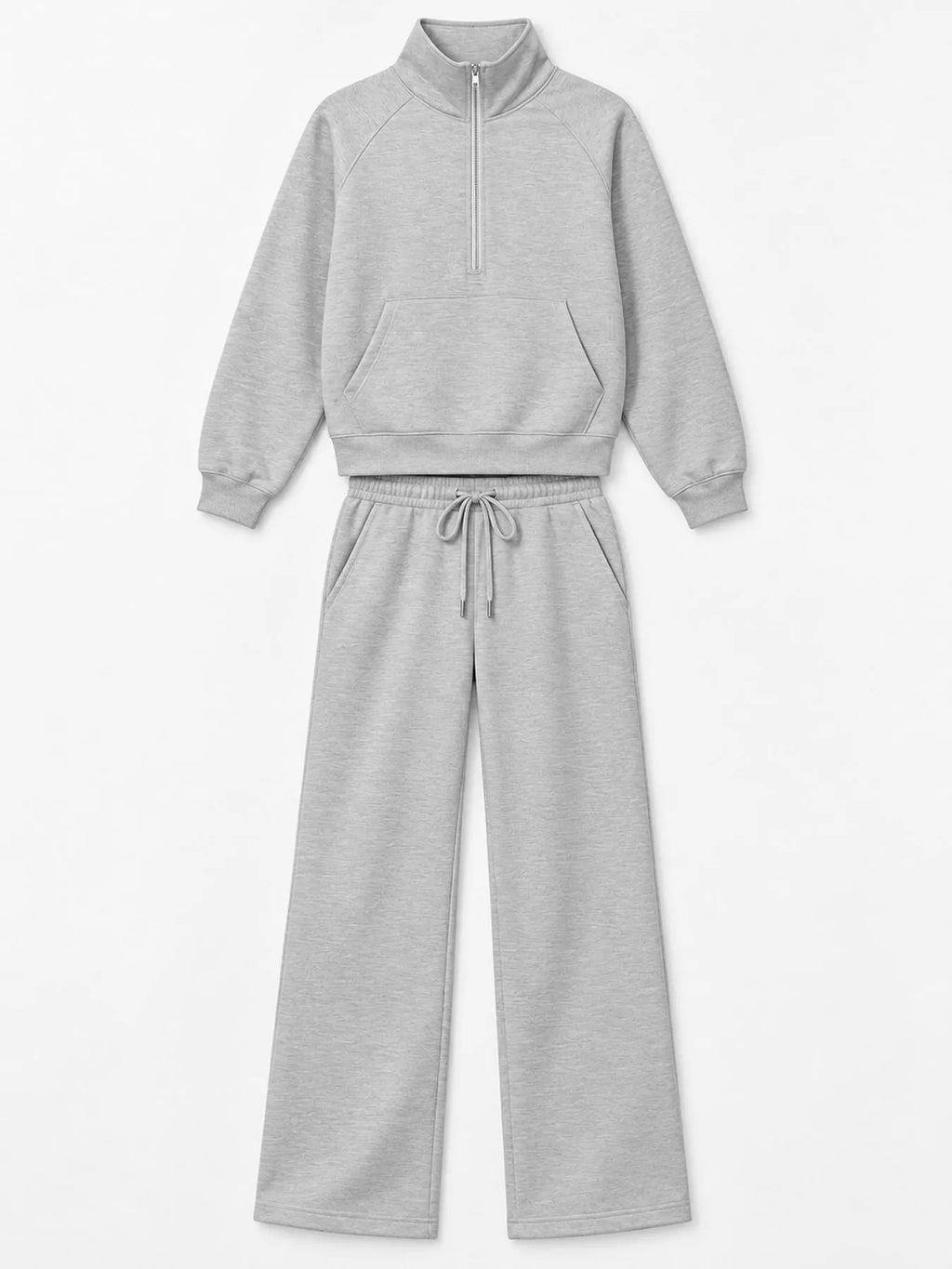 Half-Zip Sweatshirt and Wide-Leg Pants Set