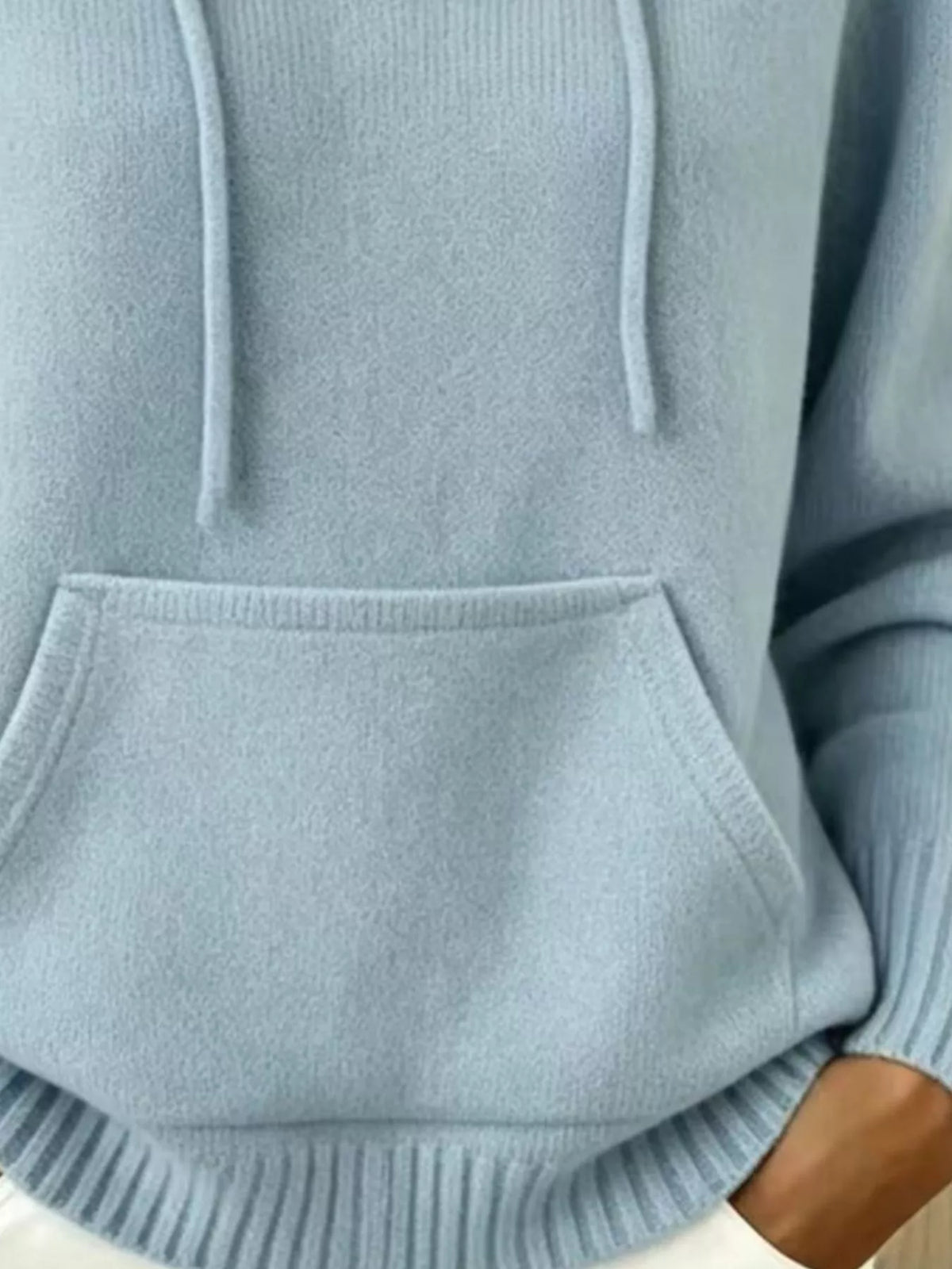 Full Size Drawstring Kangaroo Pocket Hooded Sweater Plus Size