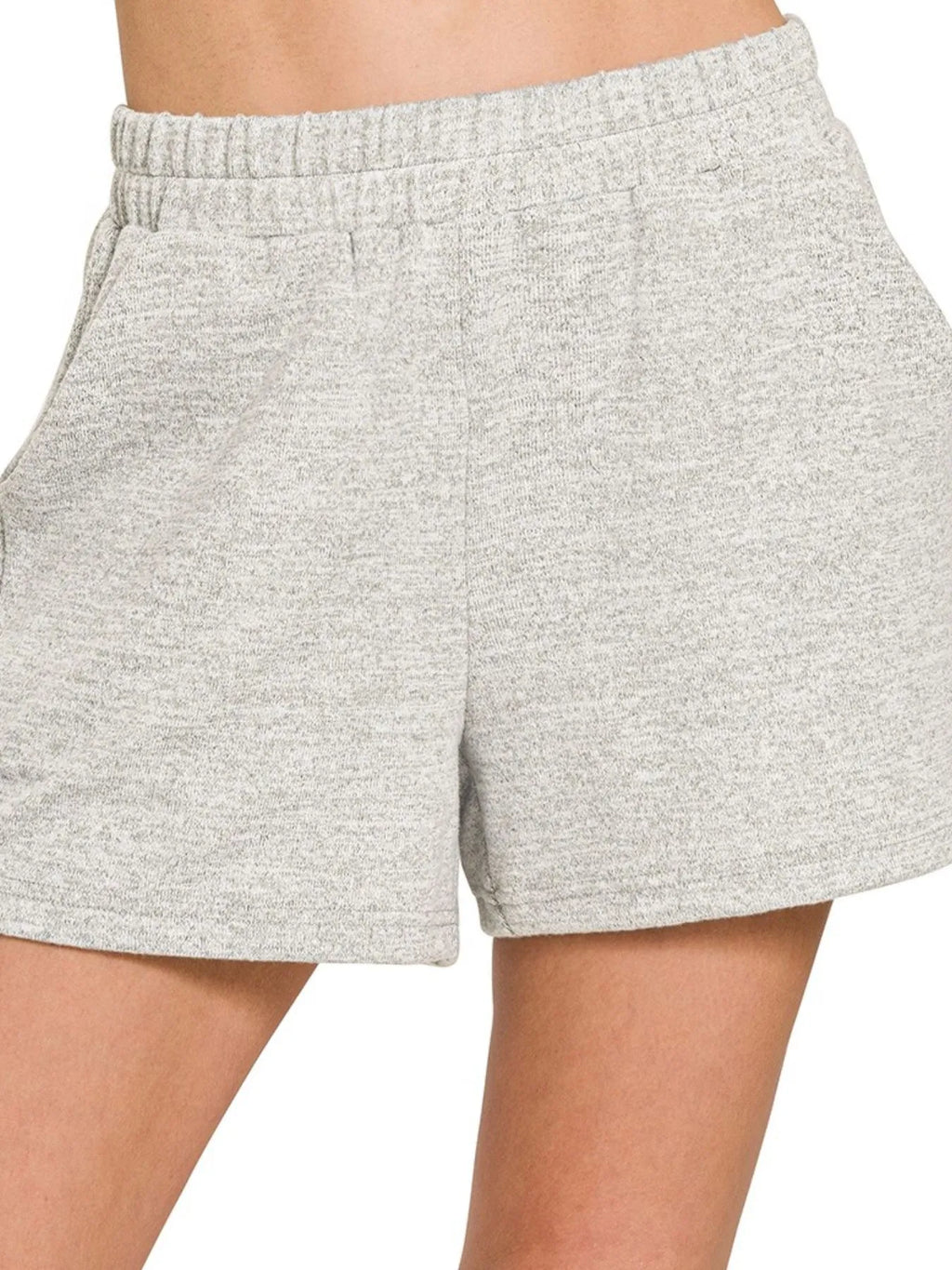 Soft Melange Hacci Knit Shorts with Elastic Waistband