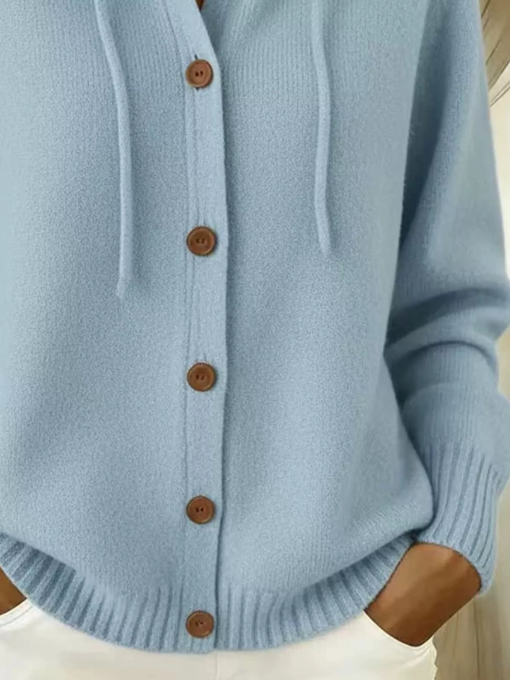Full Size Hooded Button-Down Knit Cardigan Plus Size