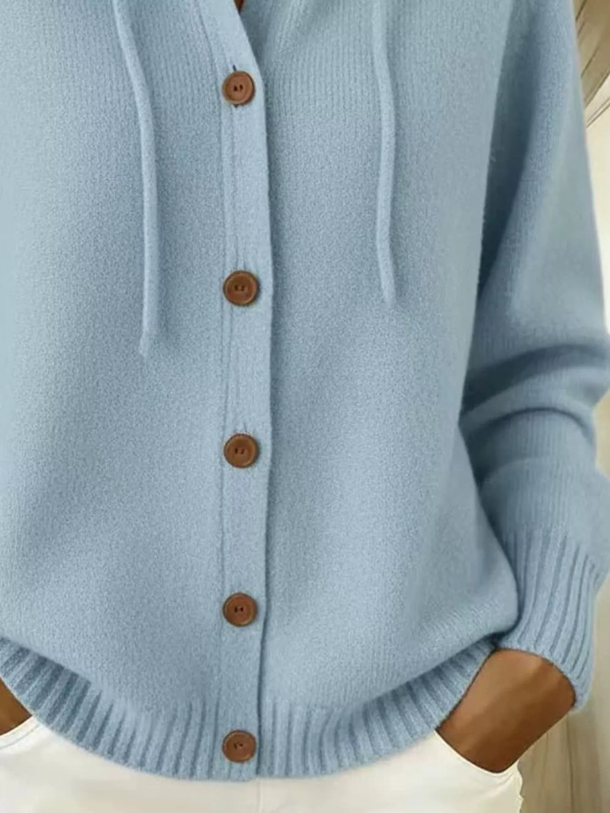 Full Size Hooded Button-Down Knit Cardigan Plus Size