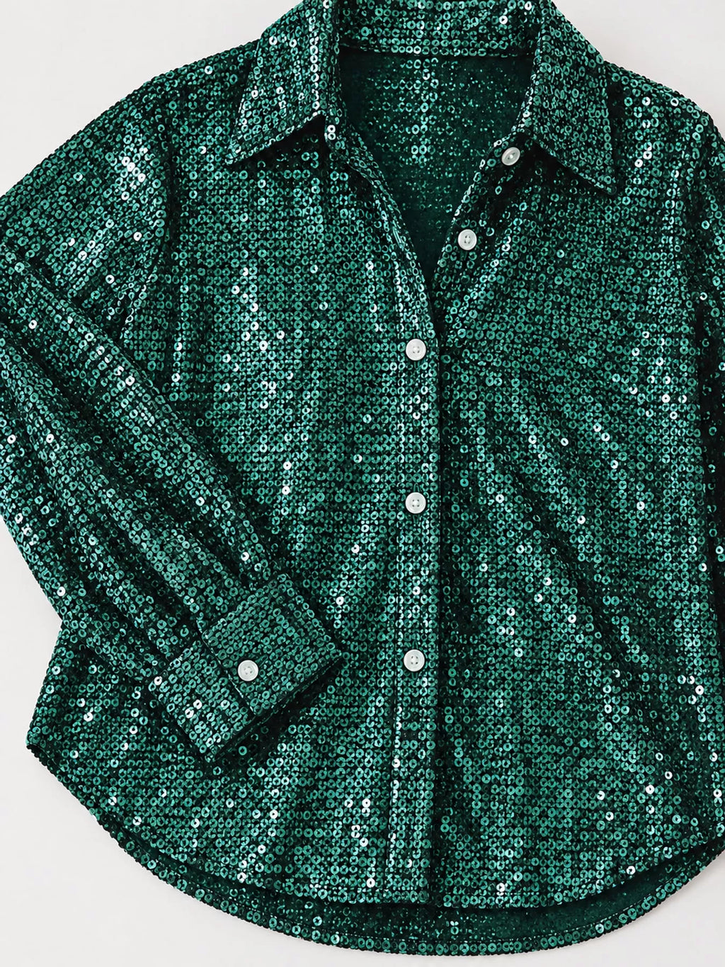 Full Size Sequin Button-Down Shirt Plus Size