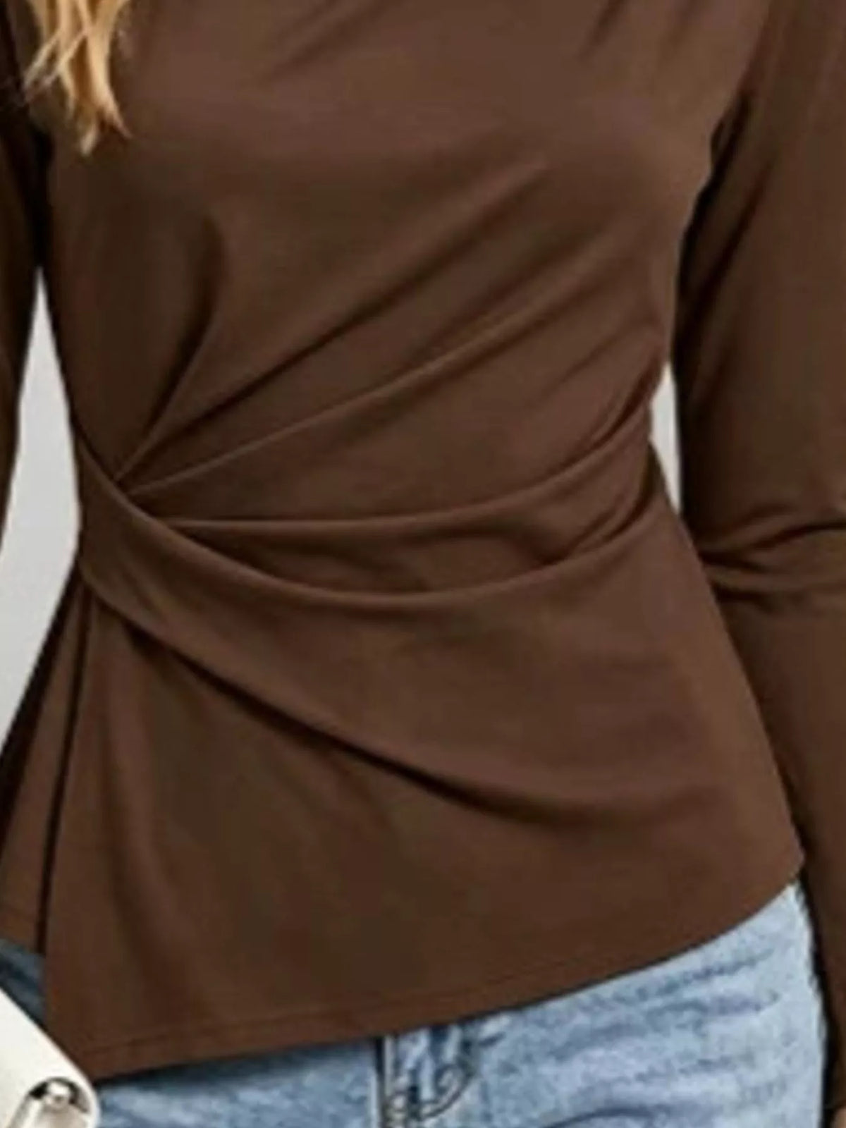 Ruched Waist Long Sleeve T-Shirt