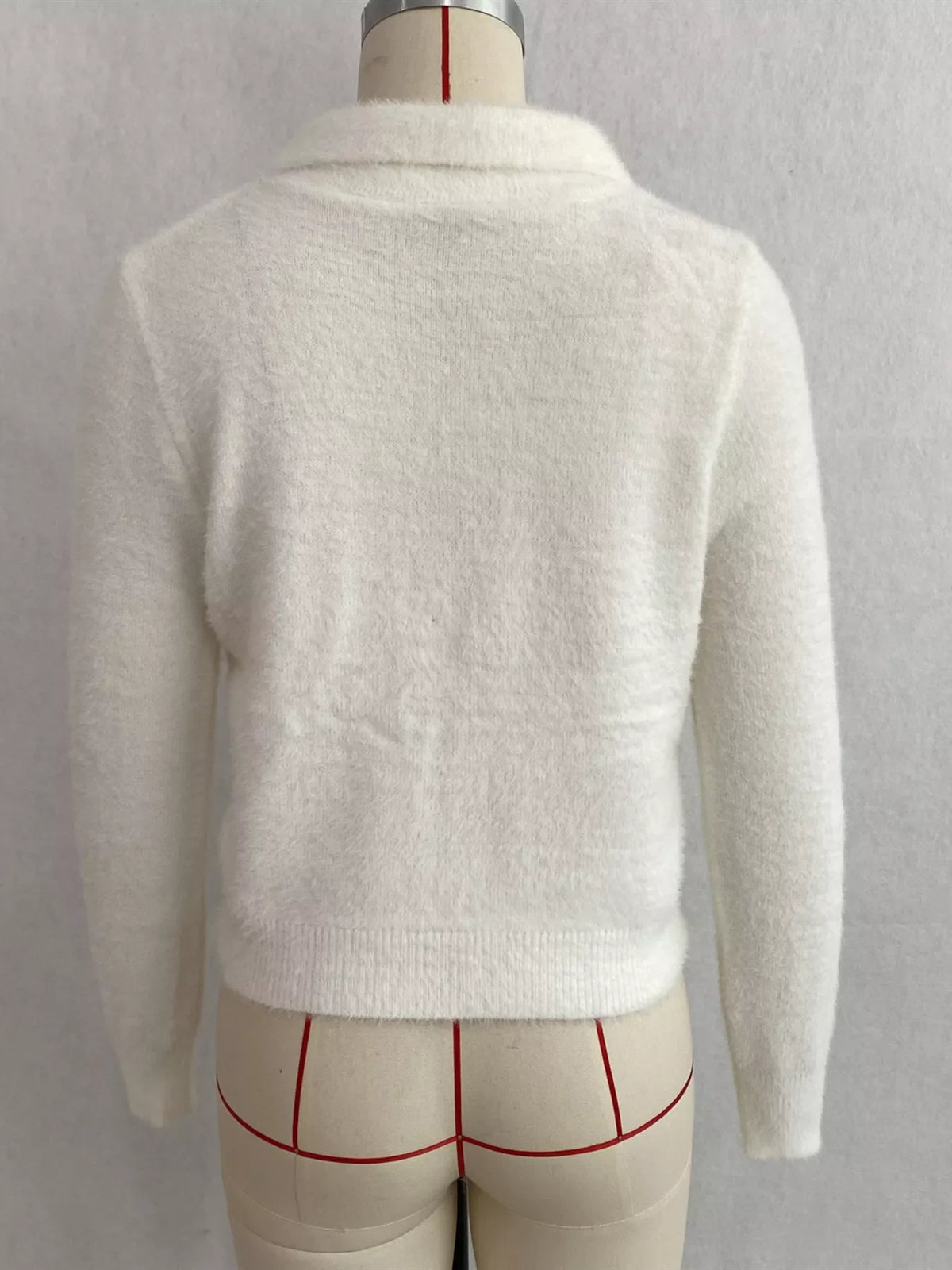 Fuzzy Letter Zip-Up Cardigan