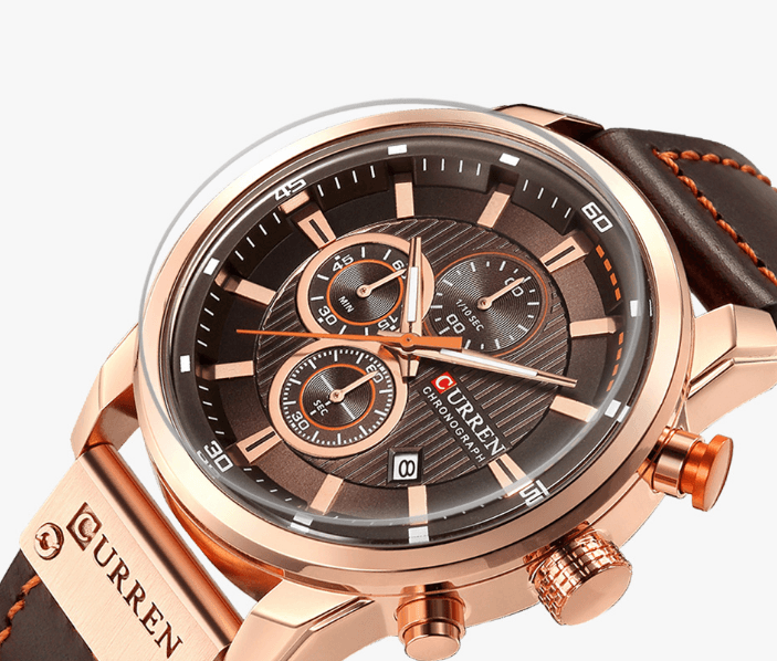 Men's Waterproof Elegant Sport Watch With Chronometers Day View, Leather  Belts And Hardlex Scratch Resistant Glass Perfect Gift For Him