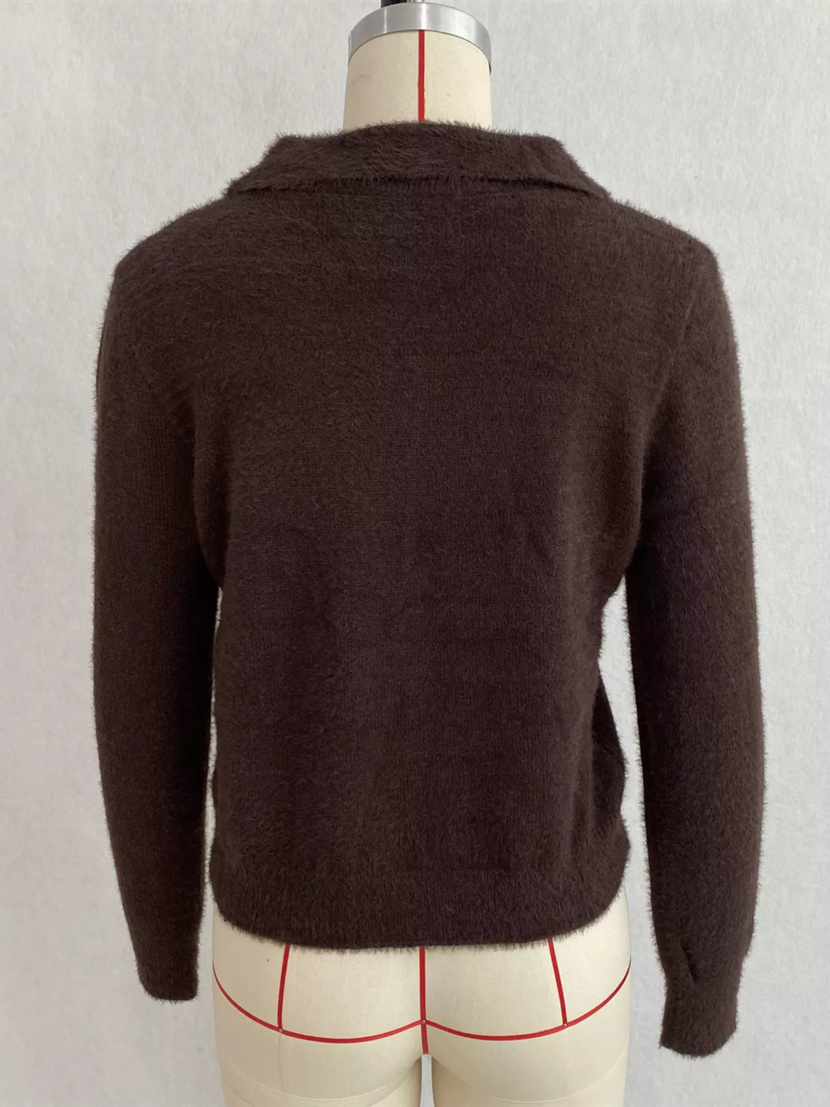Fuzzy Letter Zip-Up Cardigan