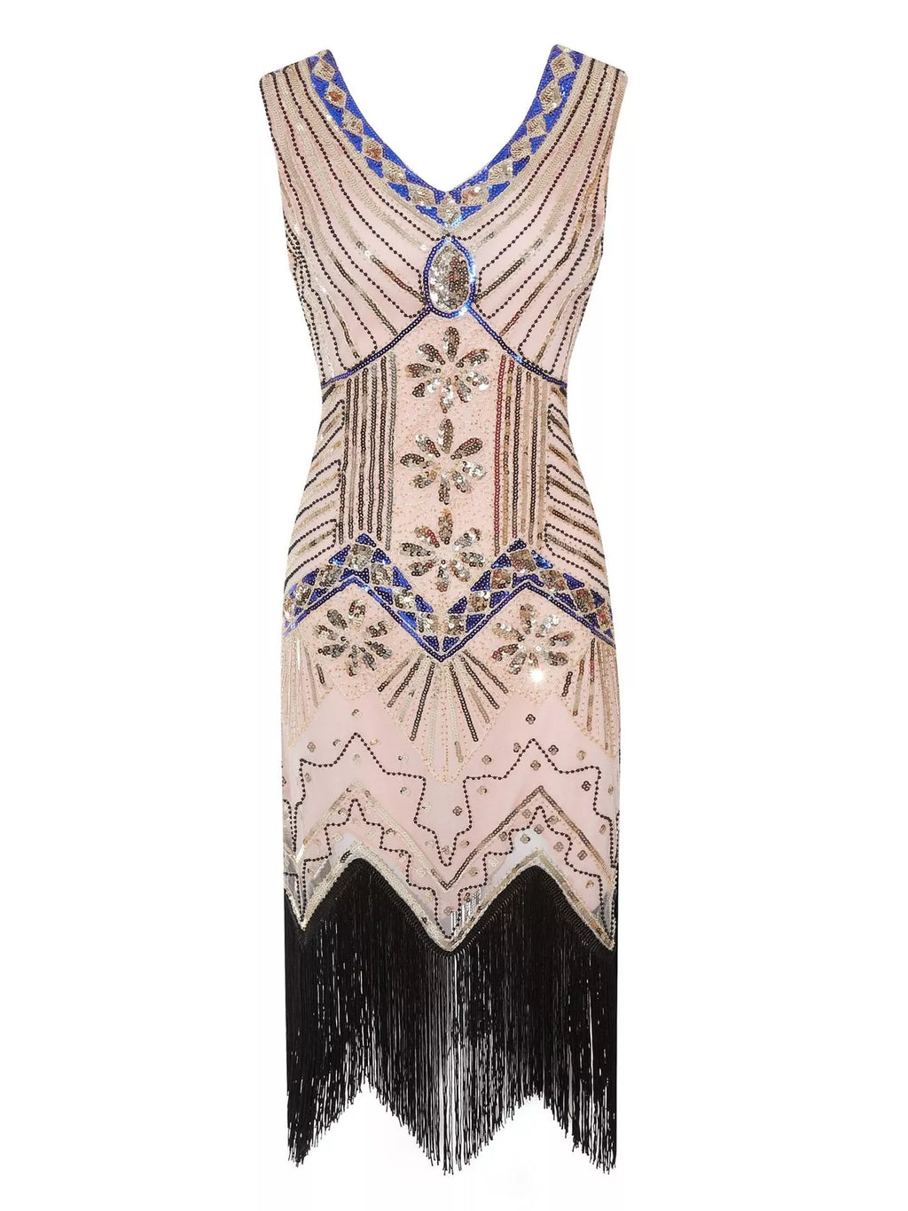 Full Size Sequin Fringe Hem Sleeveless Dress Plus Size