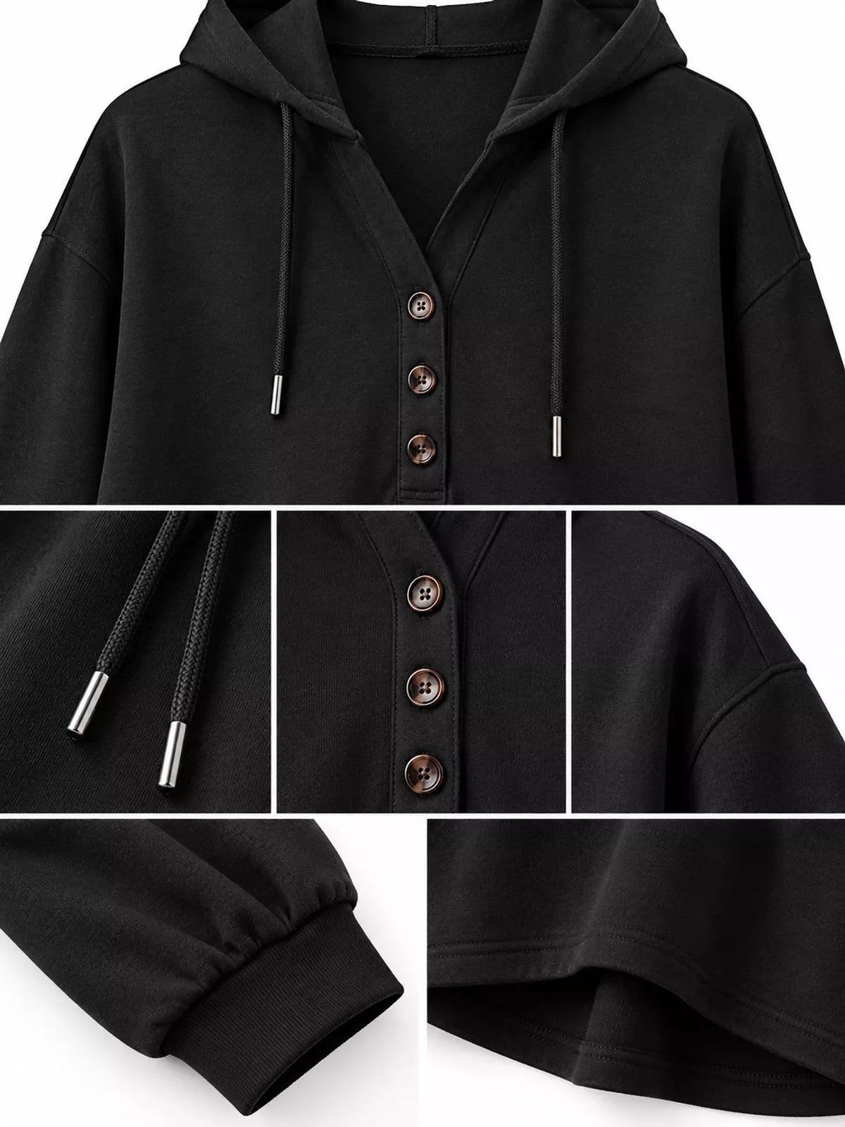 Drawstring Dropped Shoulder Hoodie