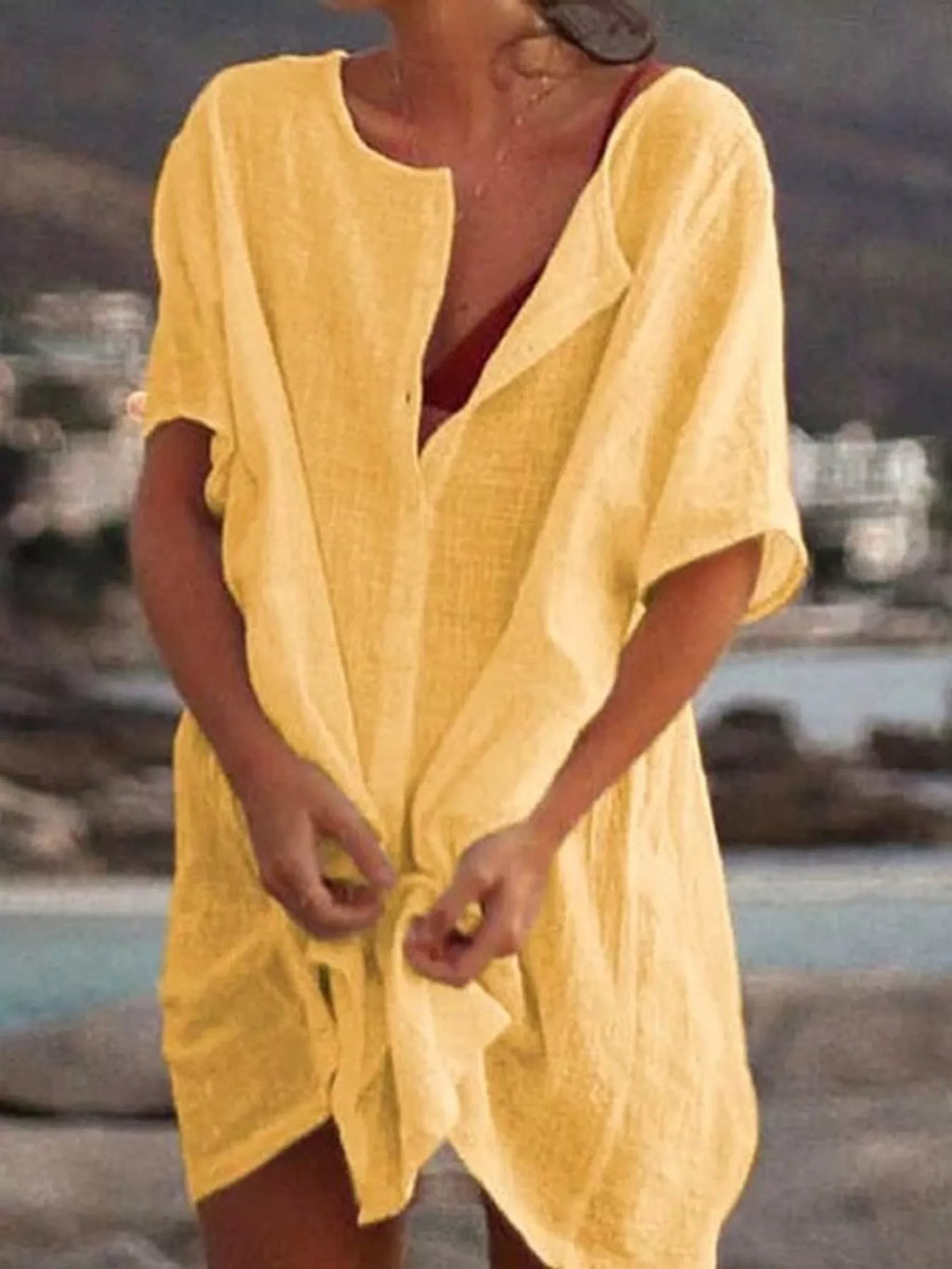 Full Size Casual Loose Fit Beach Short Sleeve Shirt Plus Size