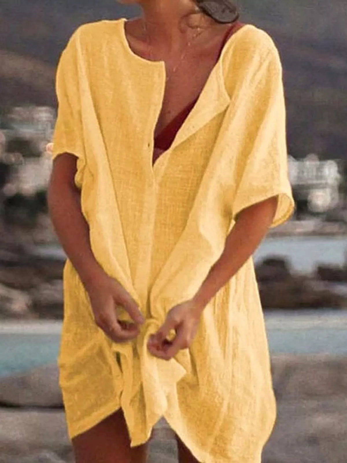 Full Size Casual Loose Fit Beach Short Sleeve Shirt Plus Size