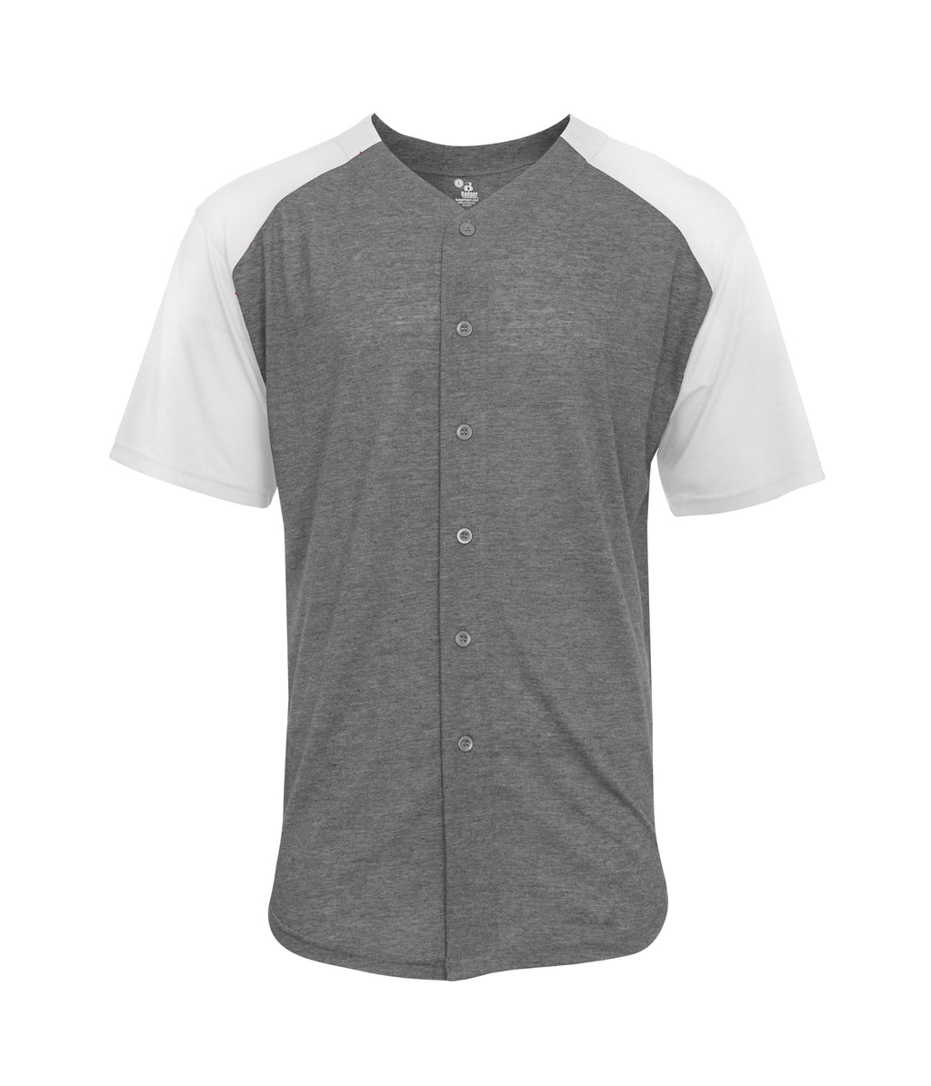 TRI-BLEND FULL BUTTON T-SHIRT - MOISTURE-WICKING PERFORMANCE
