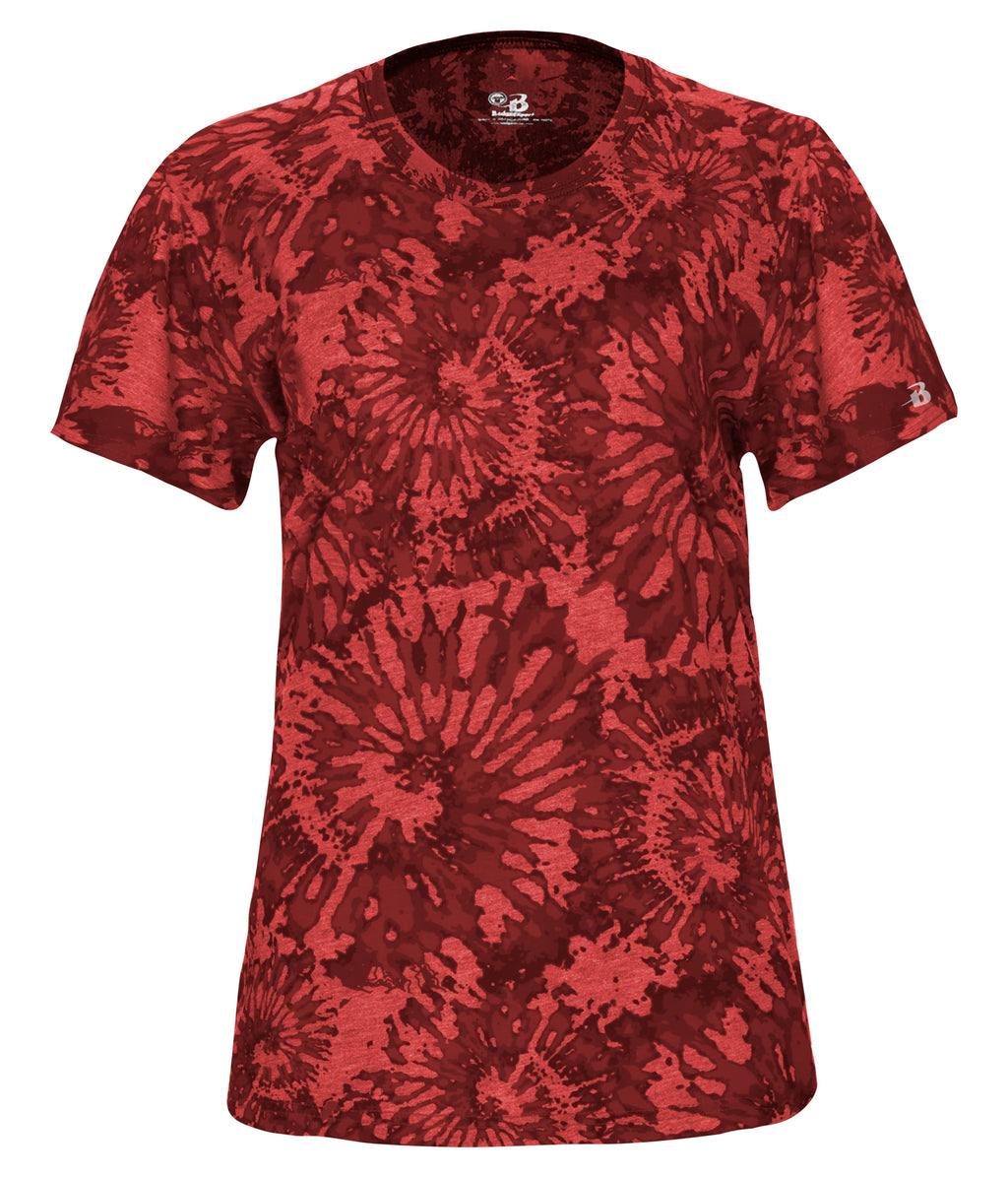 WOMEN'S TIE-DYE TRI-BLEND T-SHIRT - MOISTURE-WICKING PERFORMANCE