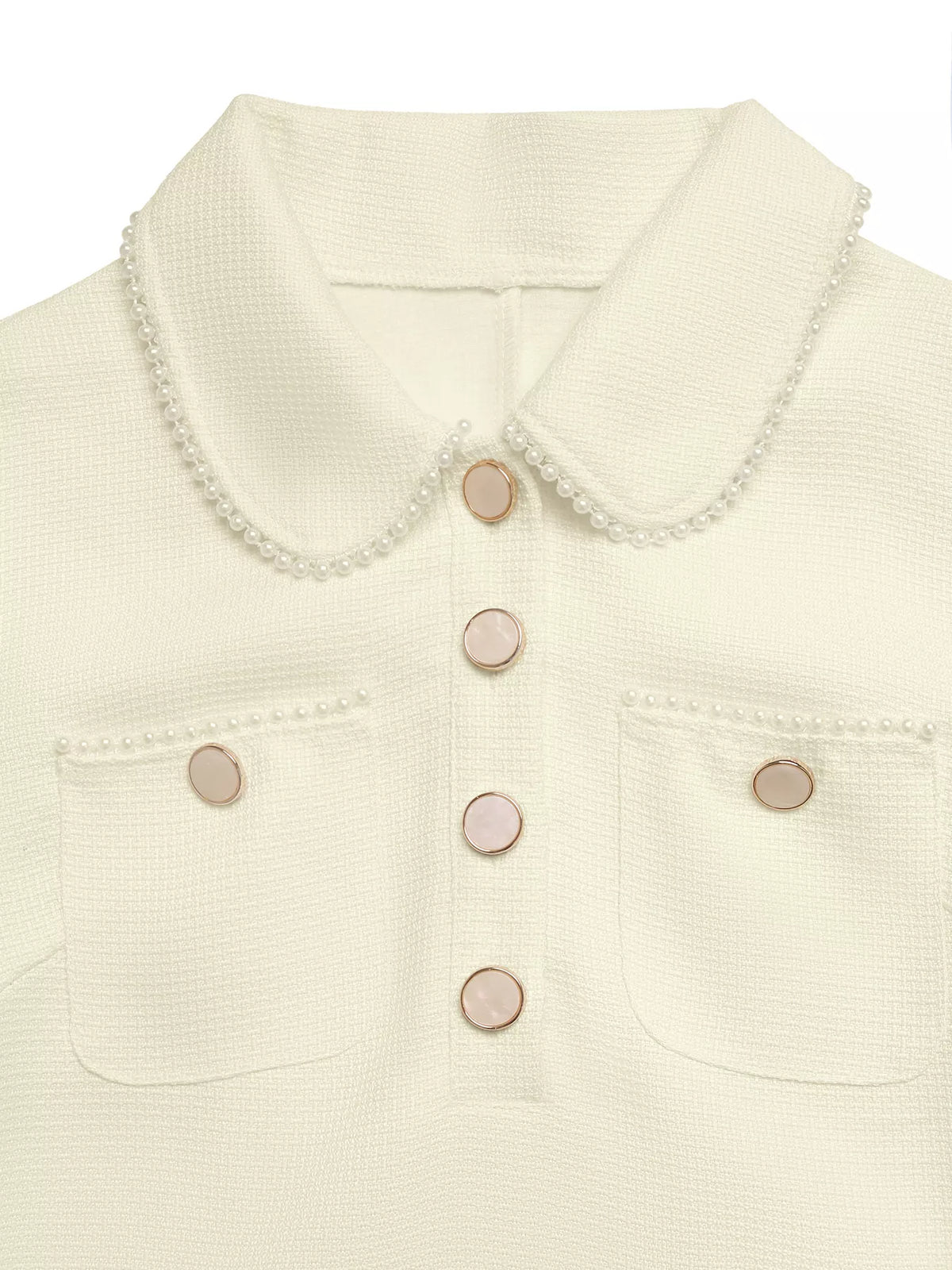 Peter Pan Collar Button-Front Tweed Mini Dress