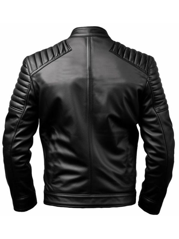 Men's Black Slim Fit Leather Biker Jacket
