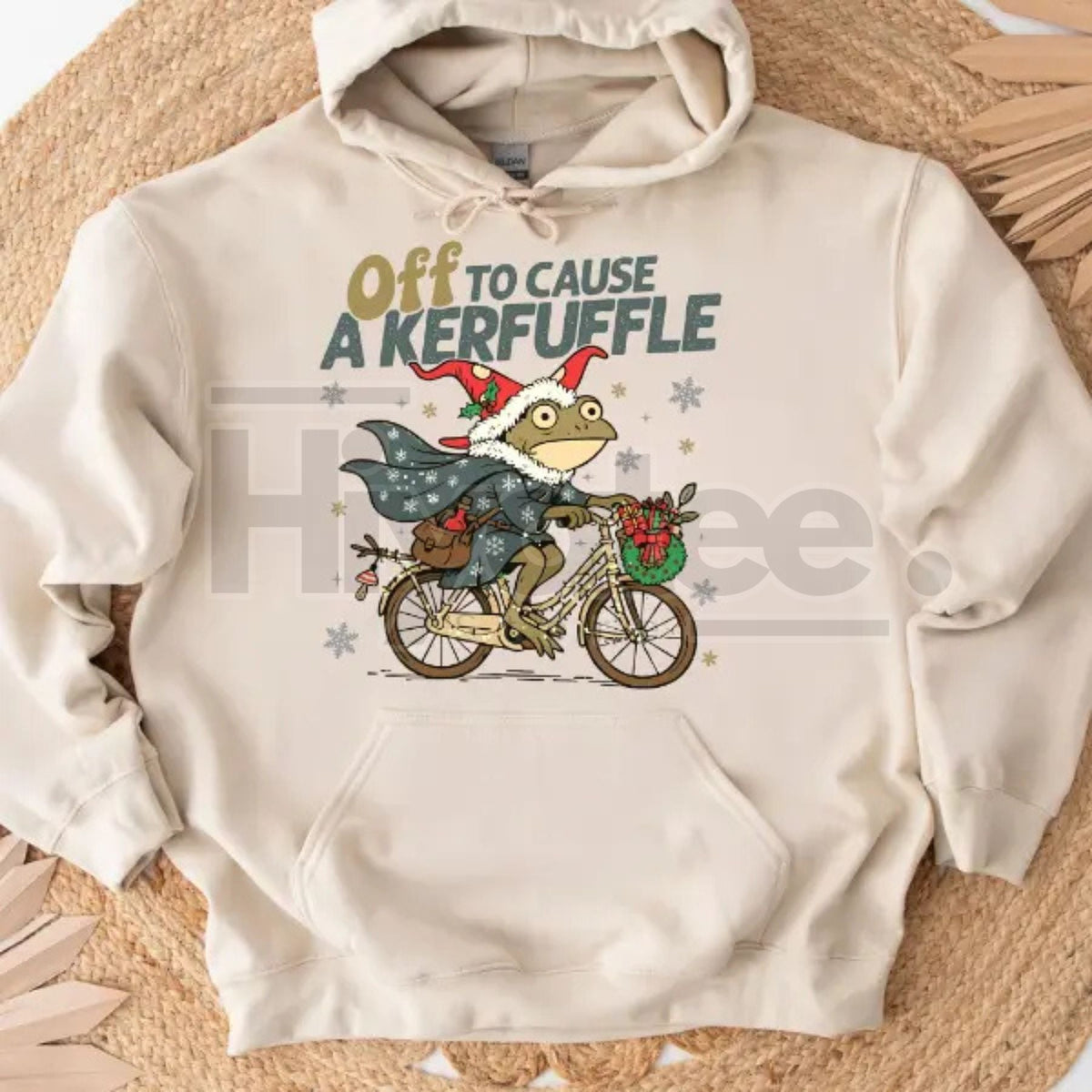 "Off to Cause a Kerfuffle" Frog Christmas Hoodie