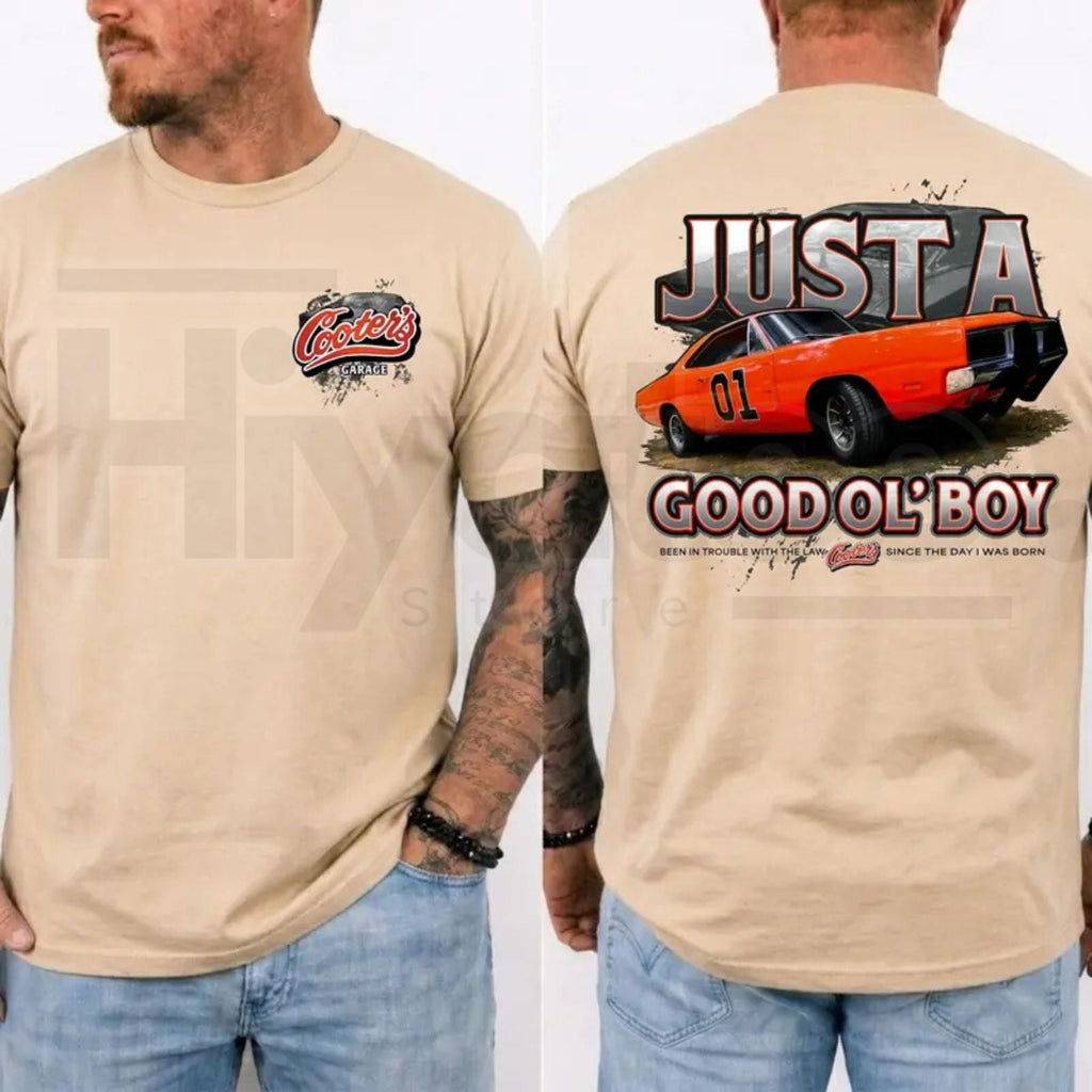 Just A Good Ol’ Boy General Lee 01 T-Shirt – Dukes of Hazzard 1979 2-Sided Retro Shirt, Classic TV Show Gift for Him